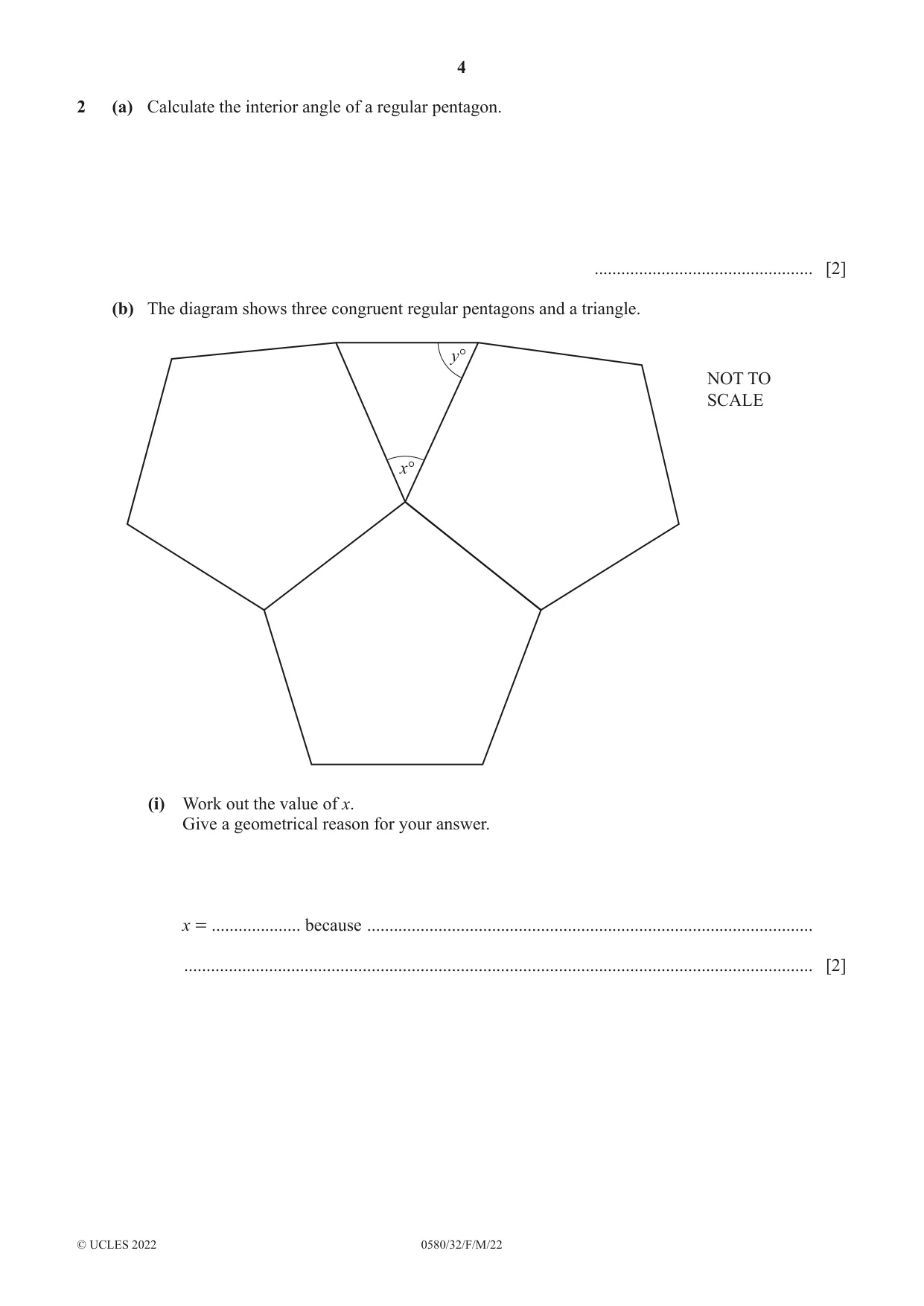 Cambridge IGCSE Mathematics 0580 2022 Feb/March Paper 3 · Variant 2 question paper, page 4 of 20