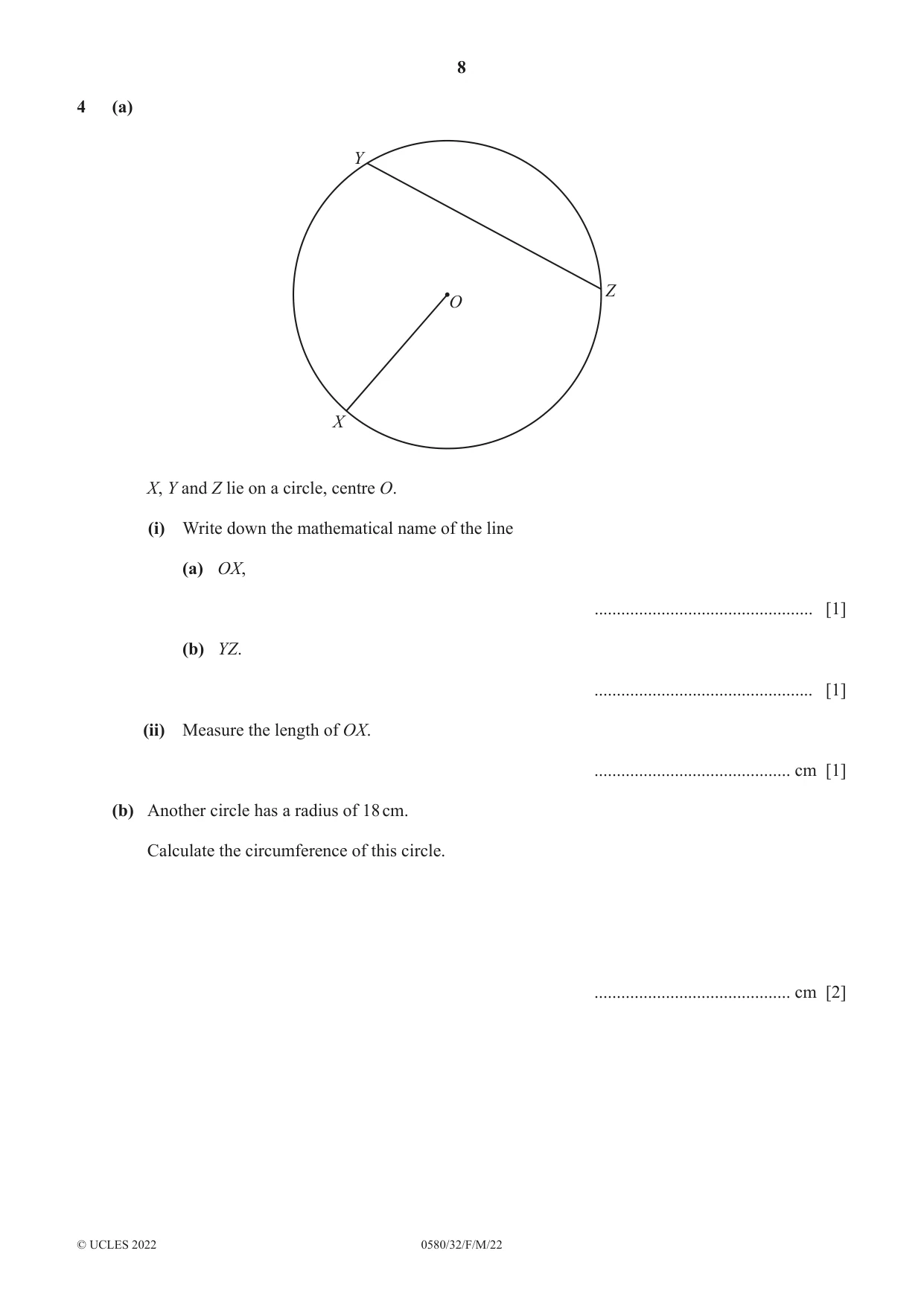 Cambridge IGCSE Mathematics 0580 2022 Feb/March Paper 3 · Variant 2 question paper, page 8 of 20