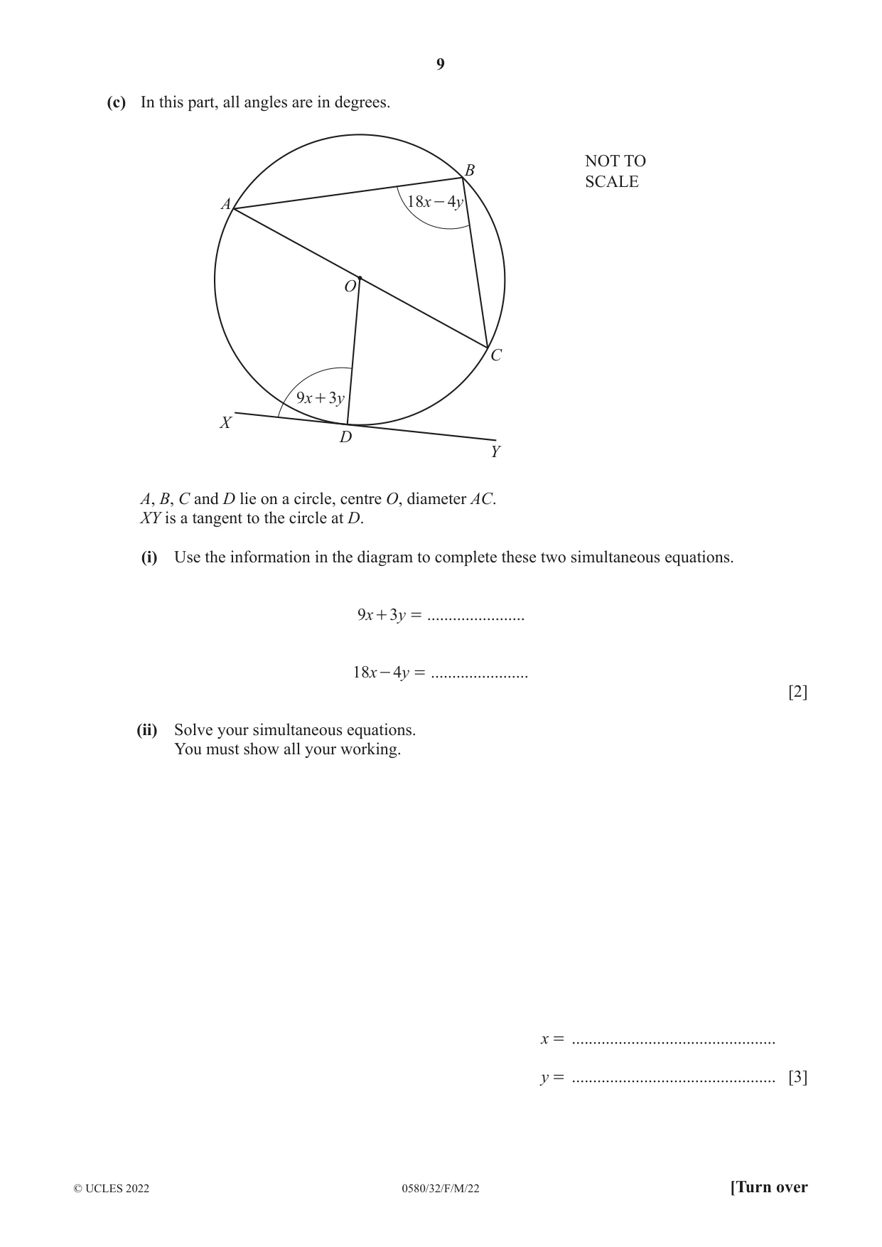 Cambridge IGCSE Mathematics 0580 2022 Feb/March Paper 3 · Variant 2 question paper, page 9 of 20