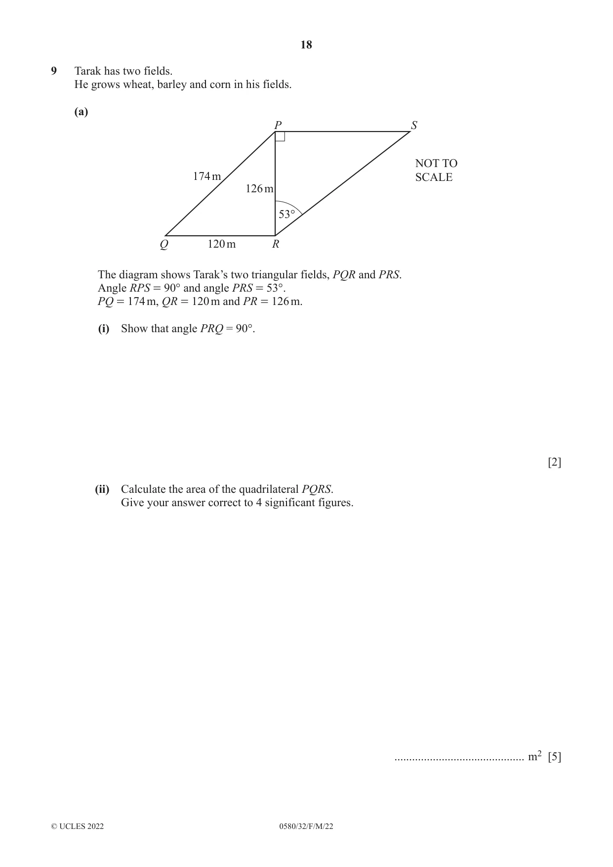 Cambridge IGCSE Mathematics 0580 2022 Feb/March Paper 3 · Variant 2 question paper, page 18 of 20