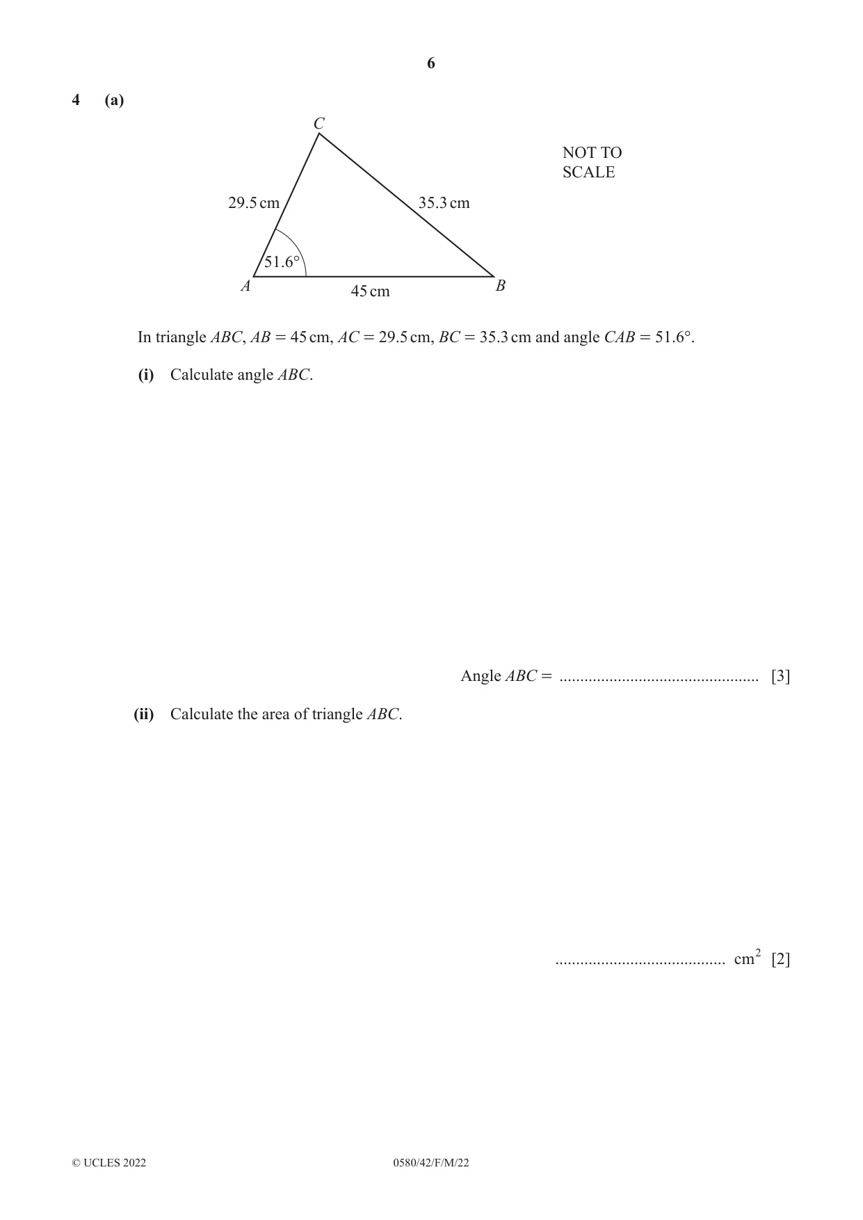 Cambridge IGCSE Mathematics 0580 2022 Feb/March Paper 4 · Variant 2 question paper, page 6 of 20