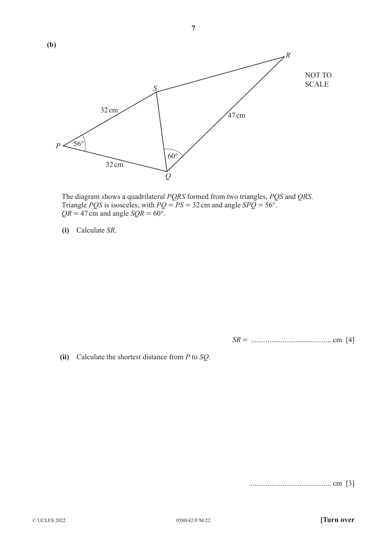 Cambridge IGCSE Mathematics 0580 2022 Feb/March Paper 4 · Variant 2 question paper, page 7 of 20