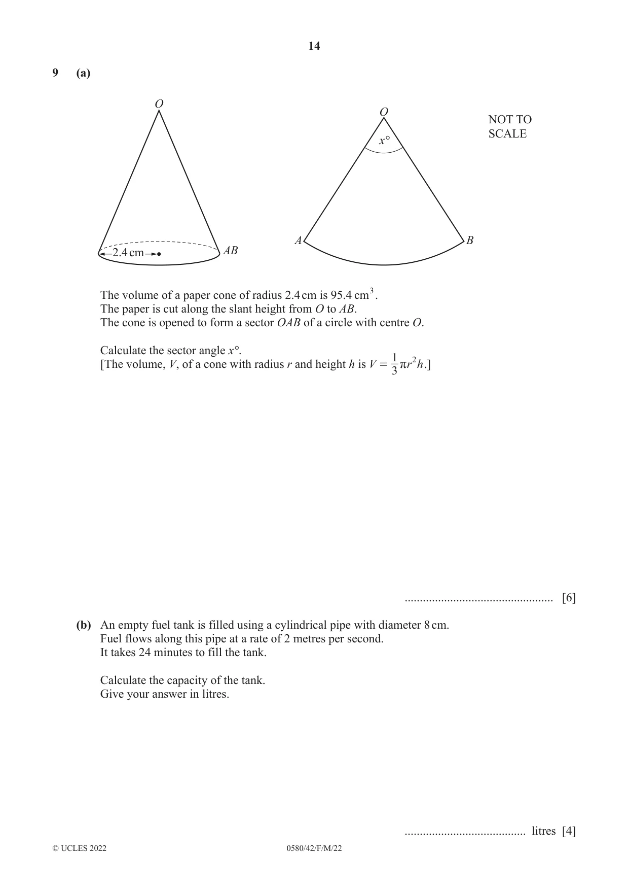 Cambridge IGCSE Mathematics 0580 2022 Feb/March Paper 4 · Variant 2 question paper, page 14 of 20