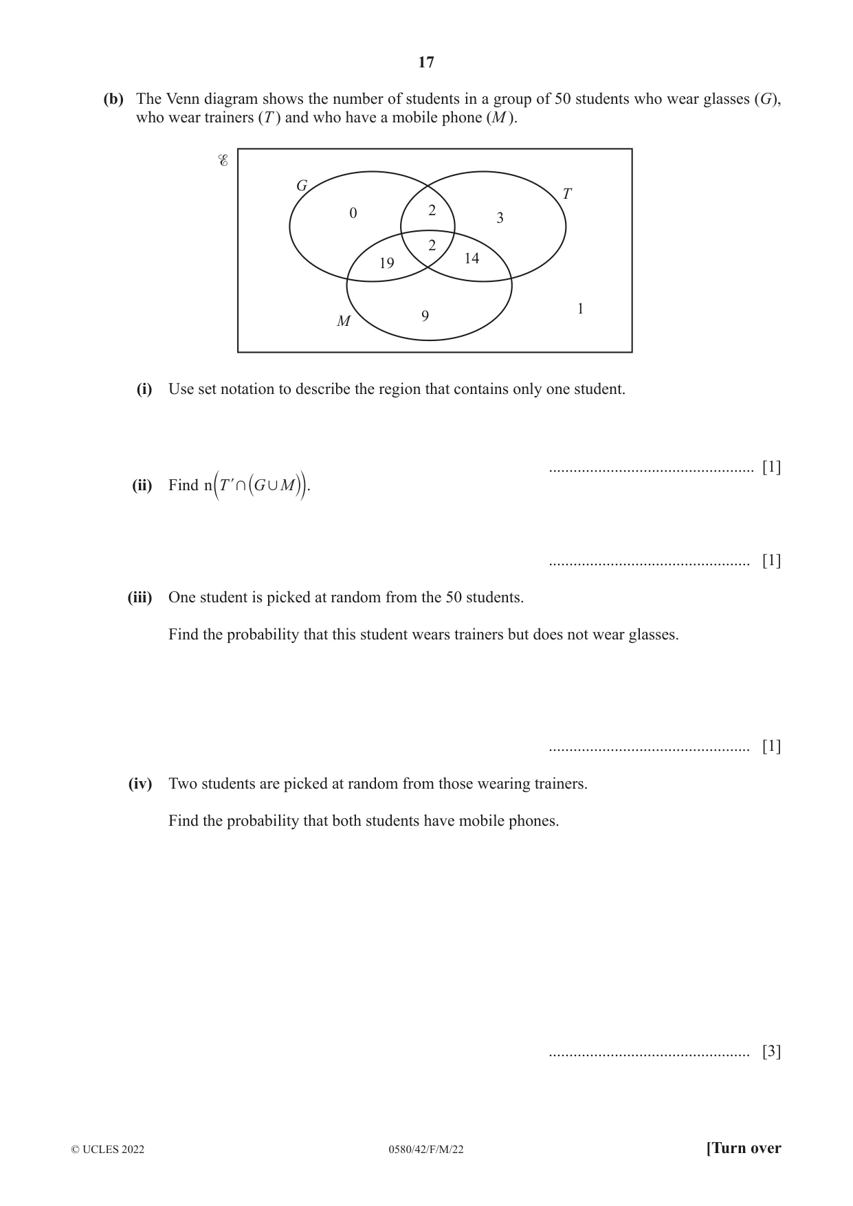 Cambridge IGCSE Mathematics 0580 2022 Feb/March Paper 4 · Variant 2 question paper, page 17 of 20