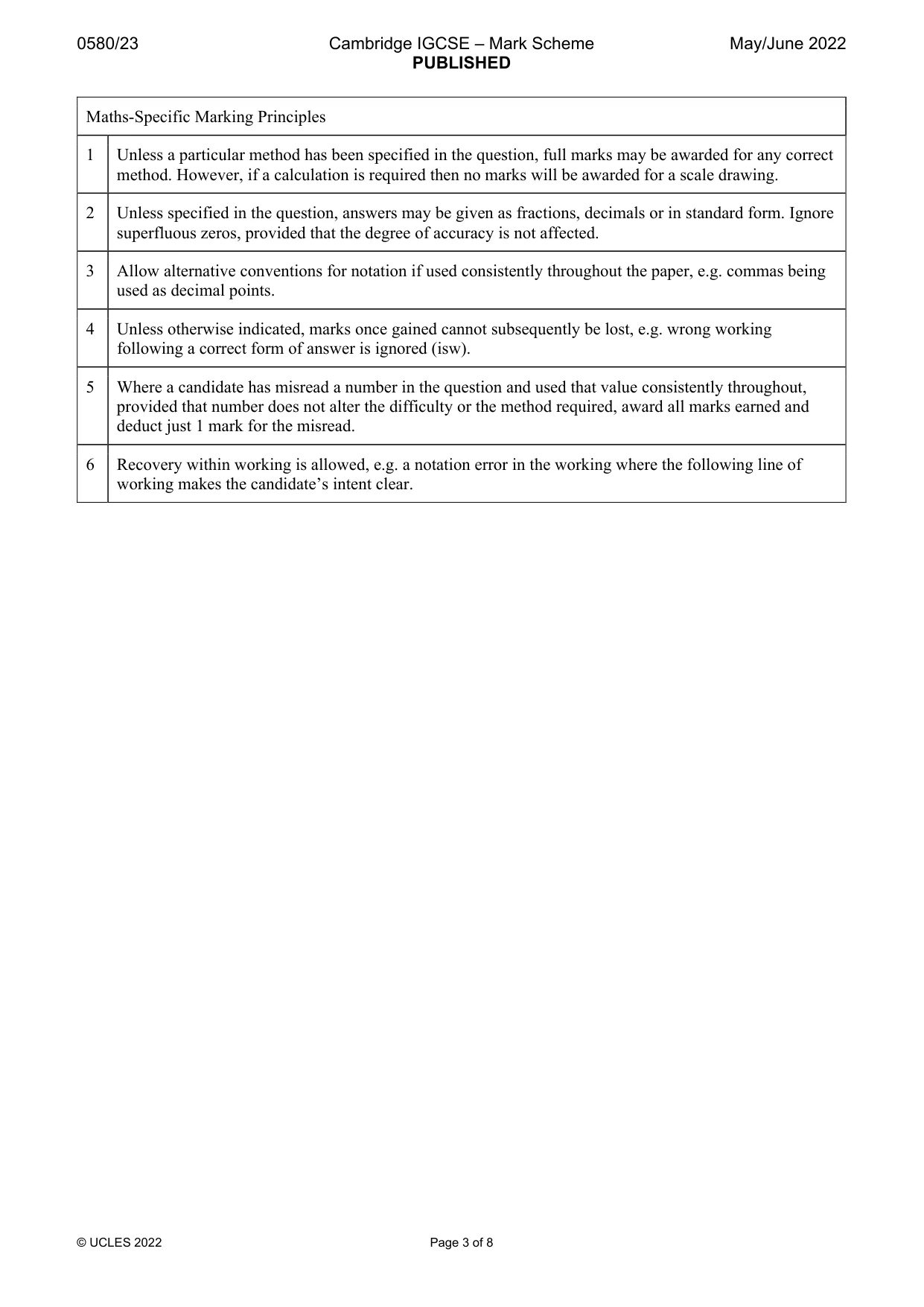Mark scheme, page 3 of 8