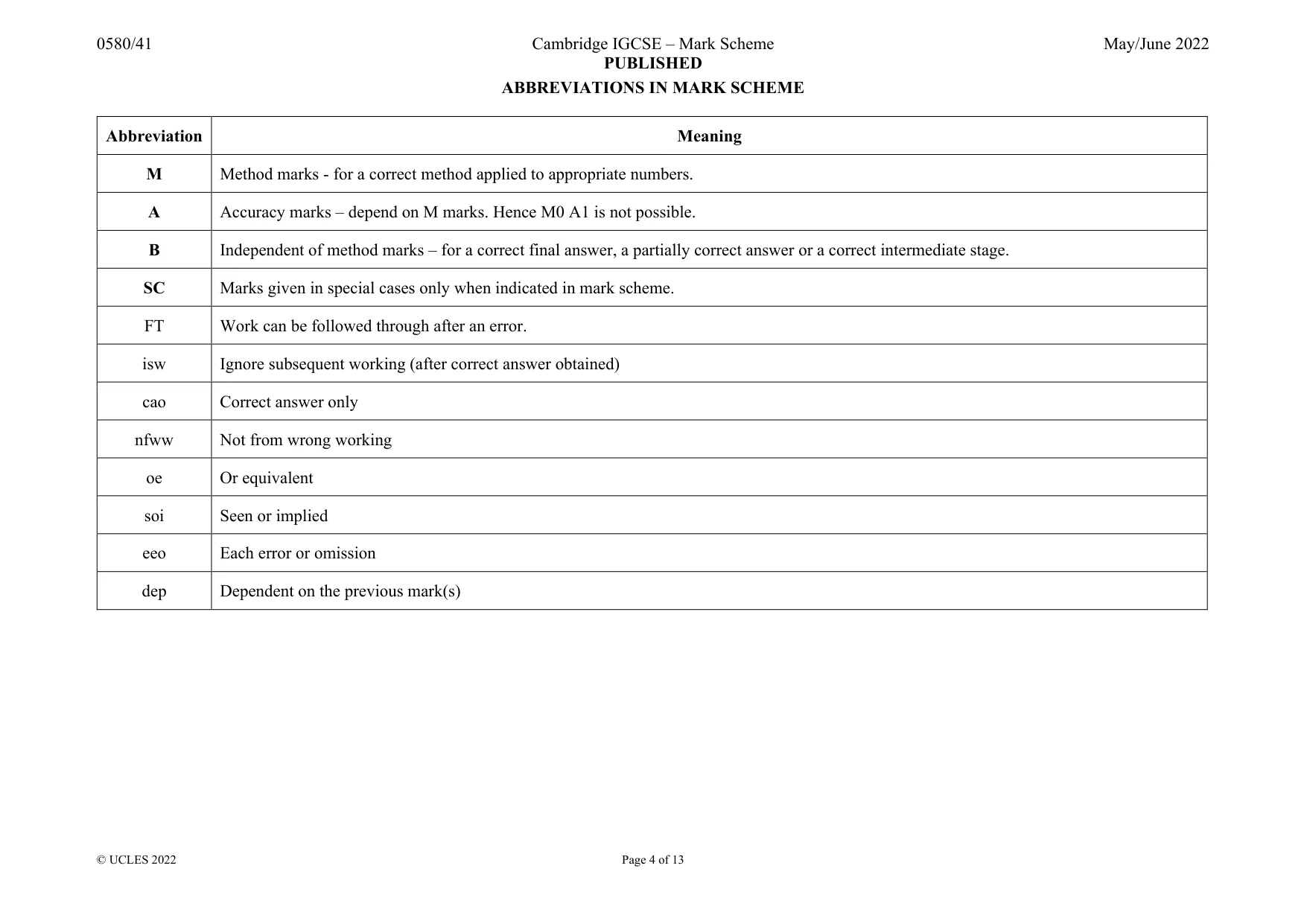 Mark scheme, page 4 of 13