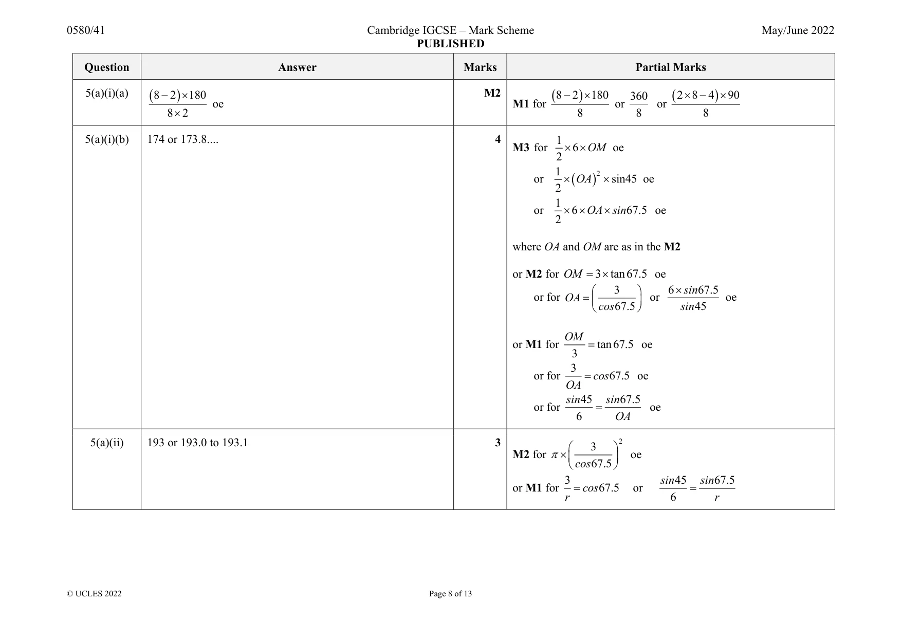 Mark scheme, page 8 of 13