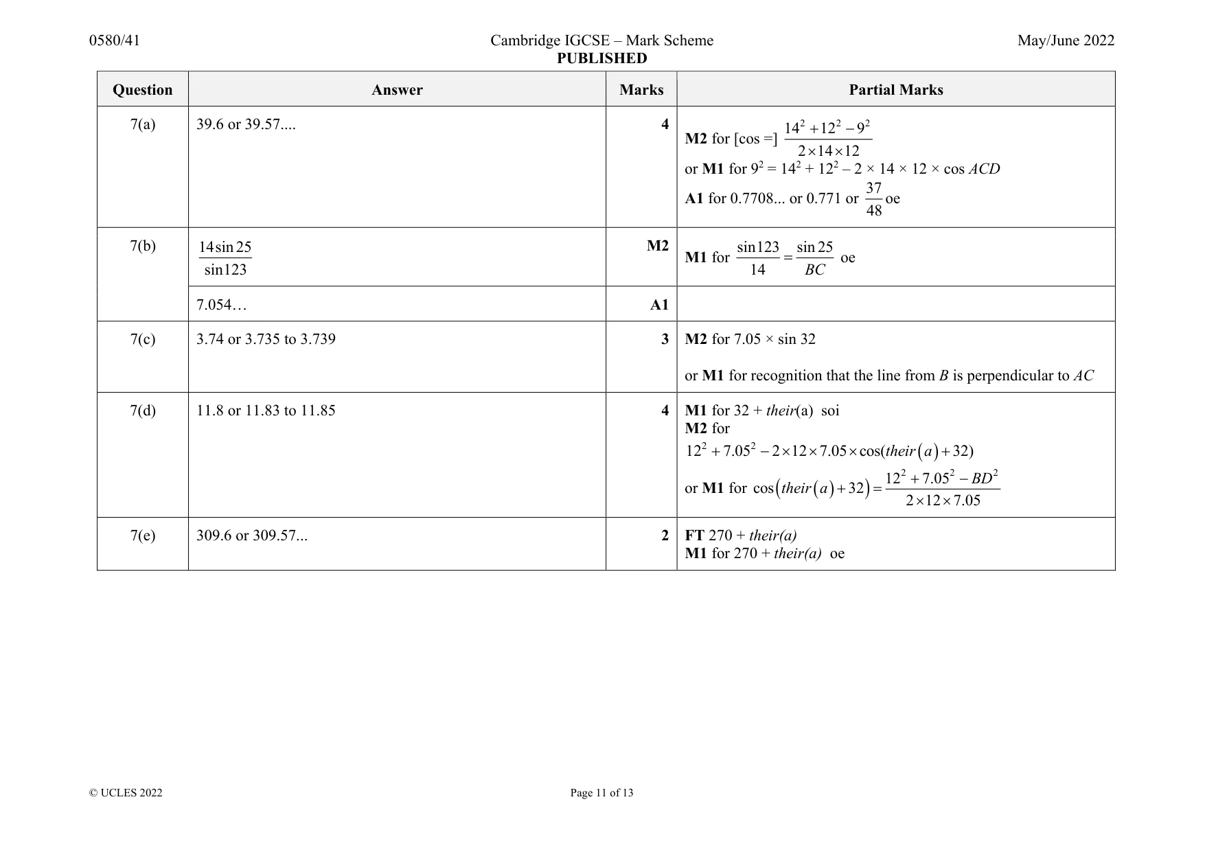 Mark scheme, page 11 of 13