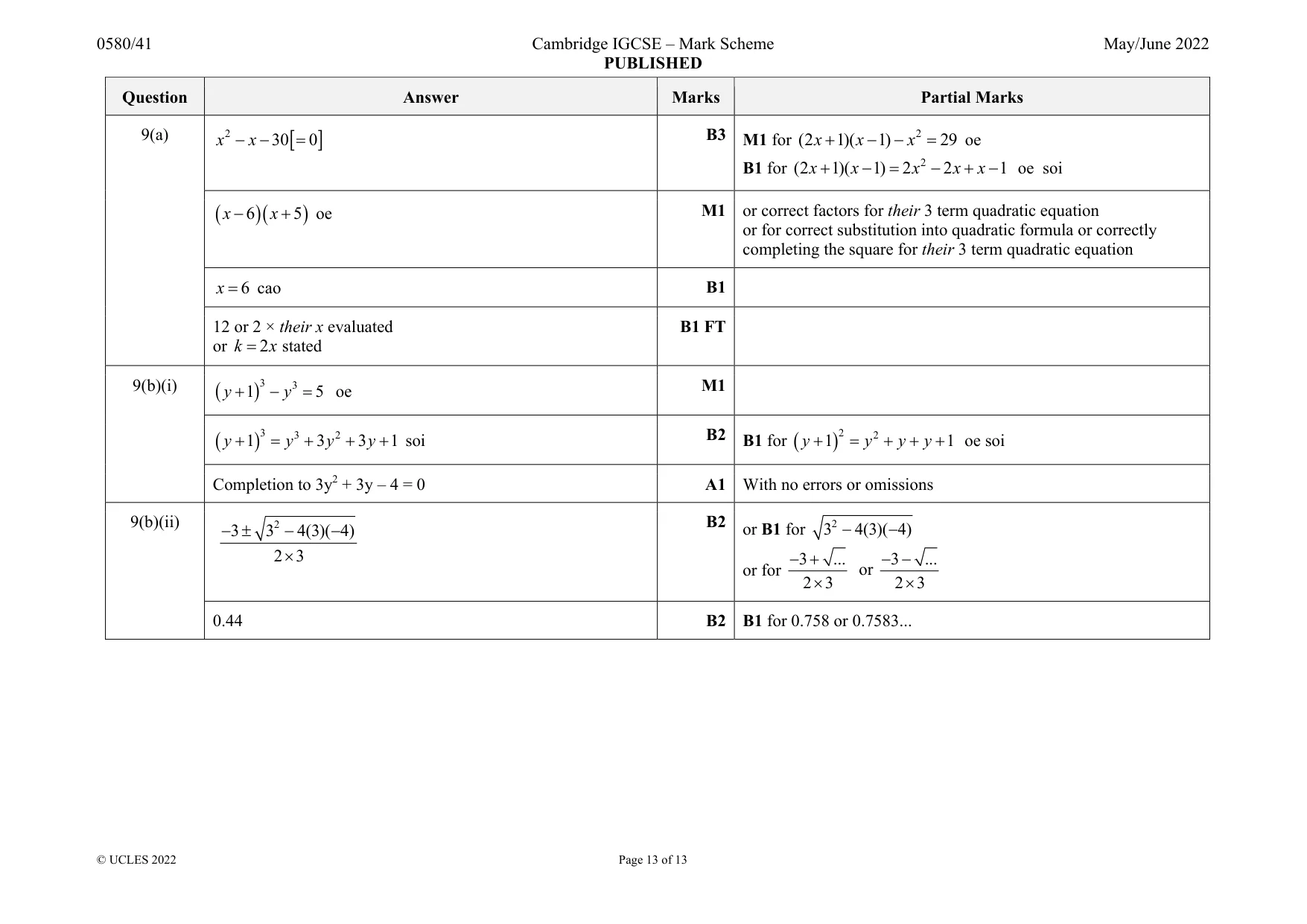 Mark scheme, page 13 of 13