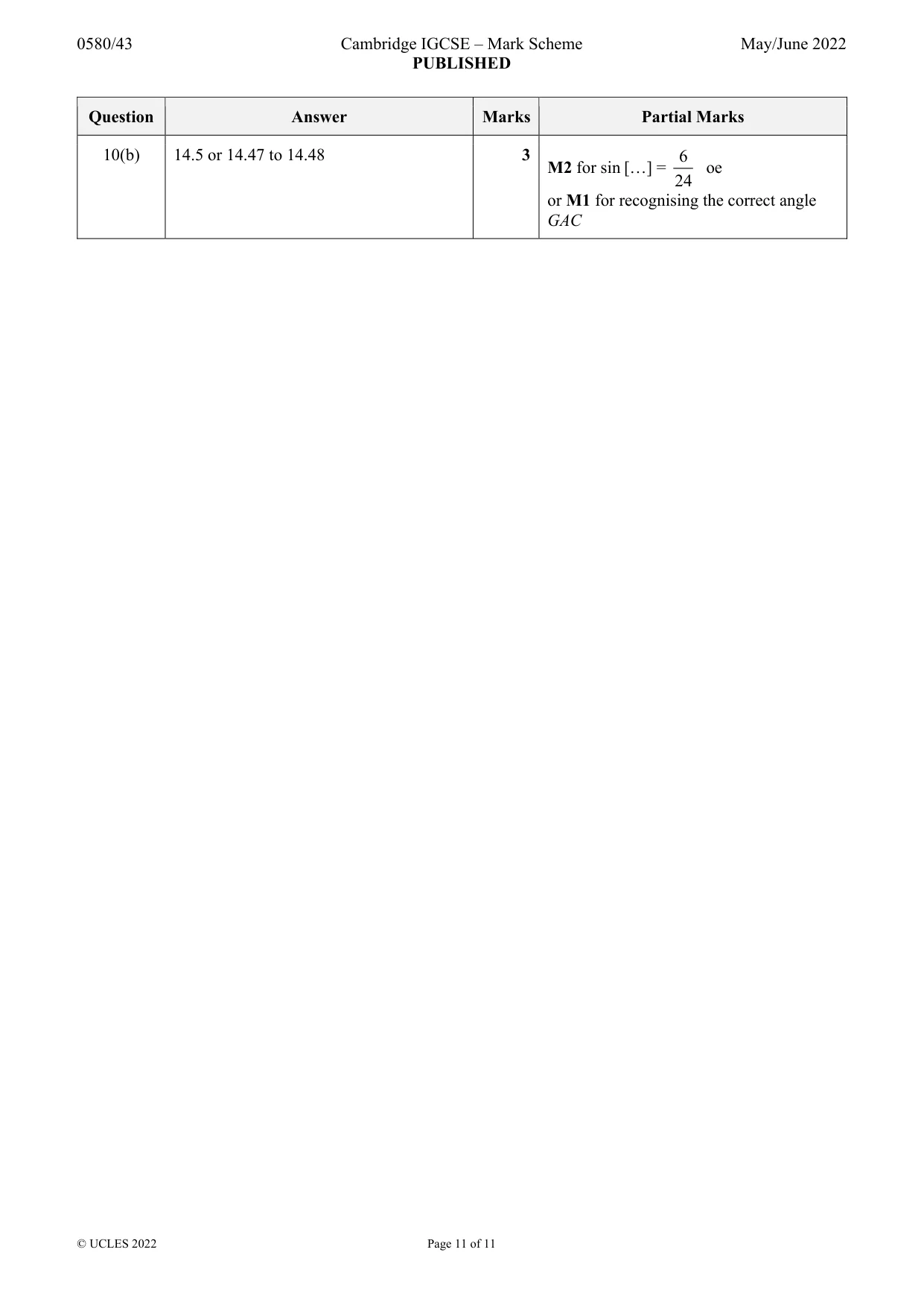 Mark scheme, page 11 of 11