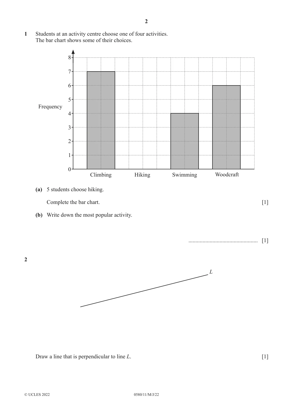 Cambridge IGCSE Mathematics 0580 2022 May/June Paper 1 · Variant 1 question paper, page 2 of 12