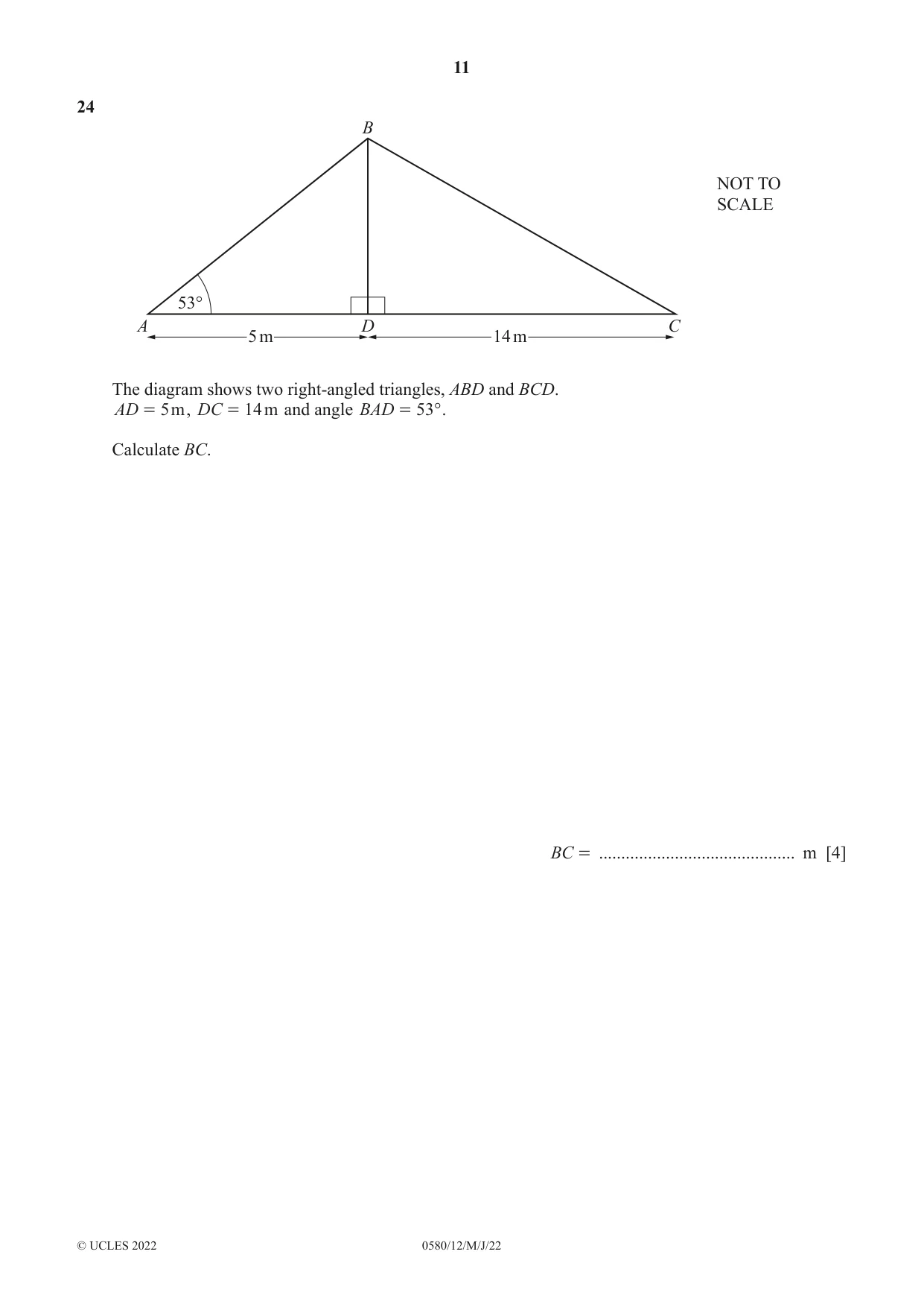 Cambridge IGCSE Mathematics 0580 2022 May/June Paper 1 · Variant 2 question paper, page 11 of 12