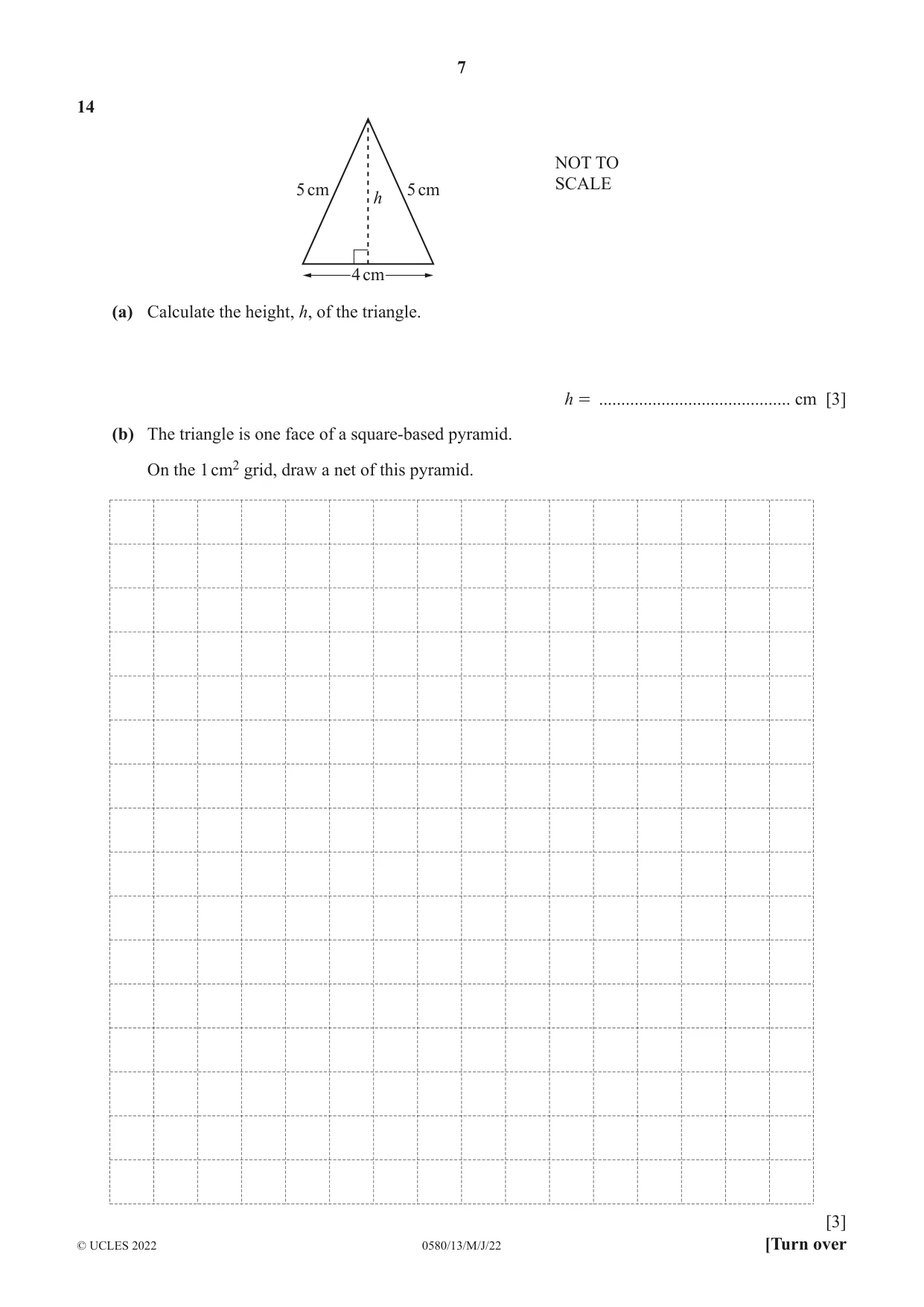 Cambridge IGCSE Mathematics 0580 2022 May/June Paper 1 · Variant 3 question paper, page 7 of 12