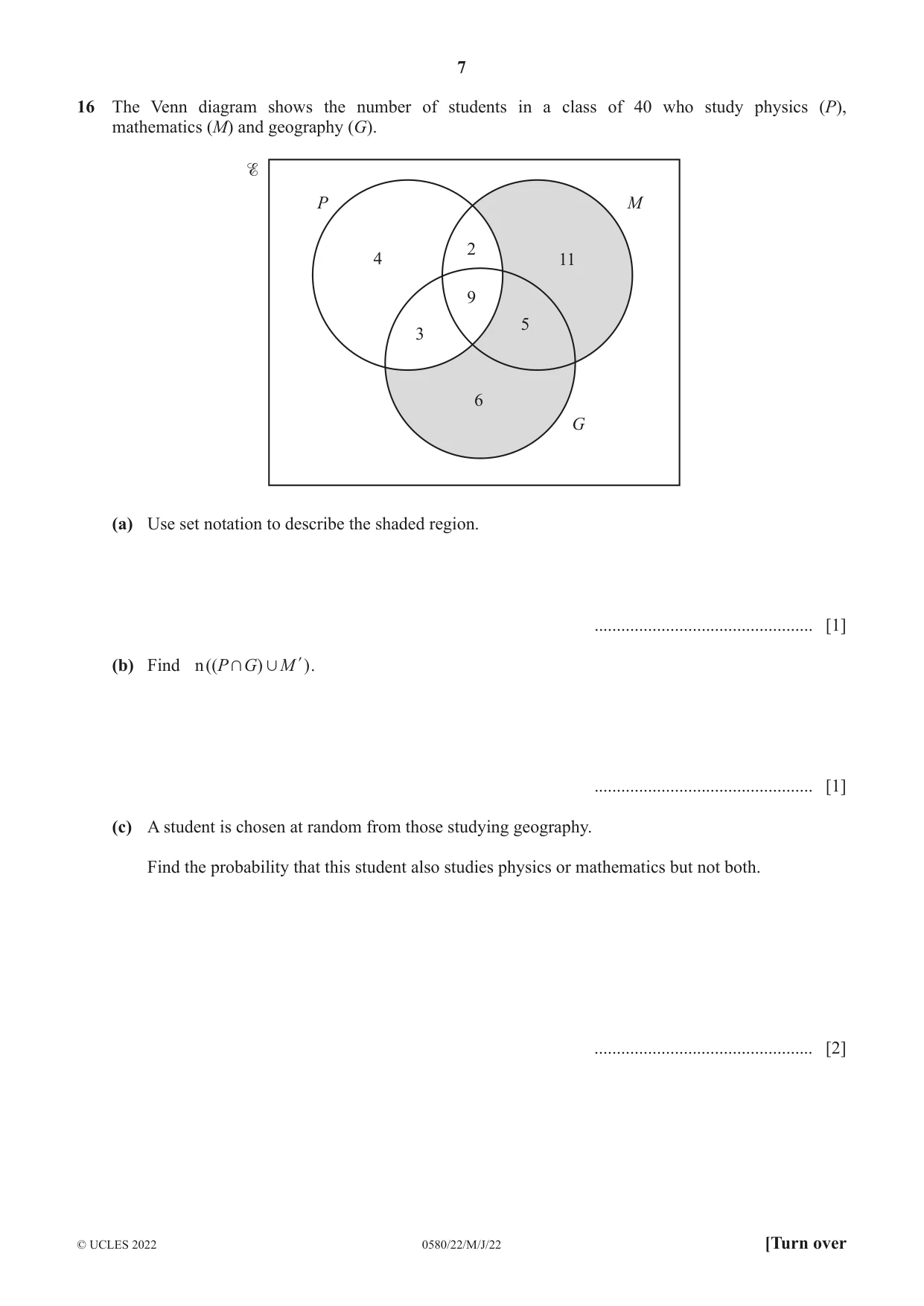 Cambridge IGCSE Mathematics 0580 2022 May/June Paper 2 · Variant 2 question paper, page 7 of 12