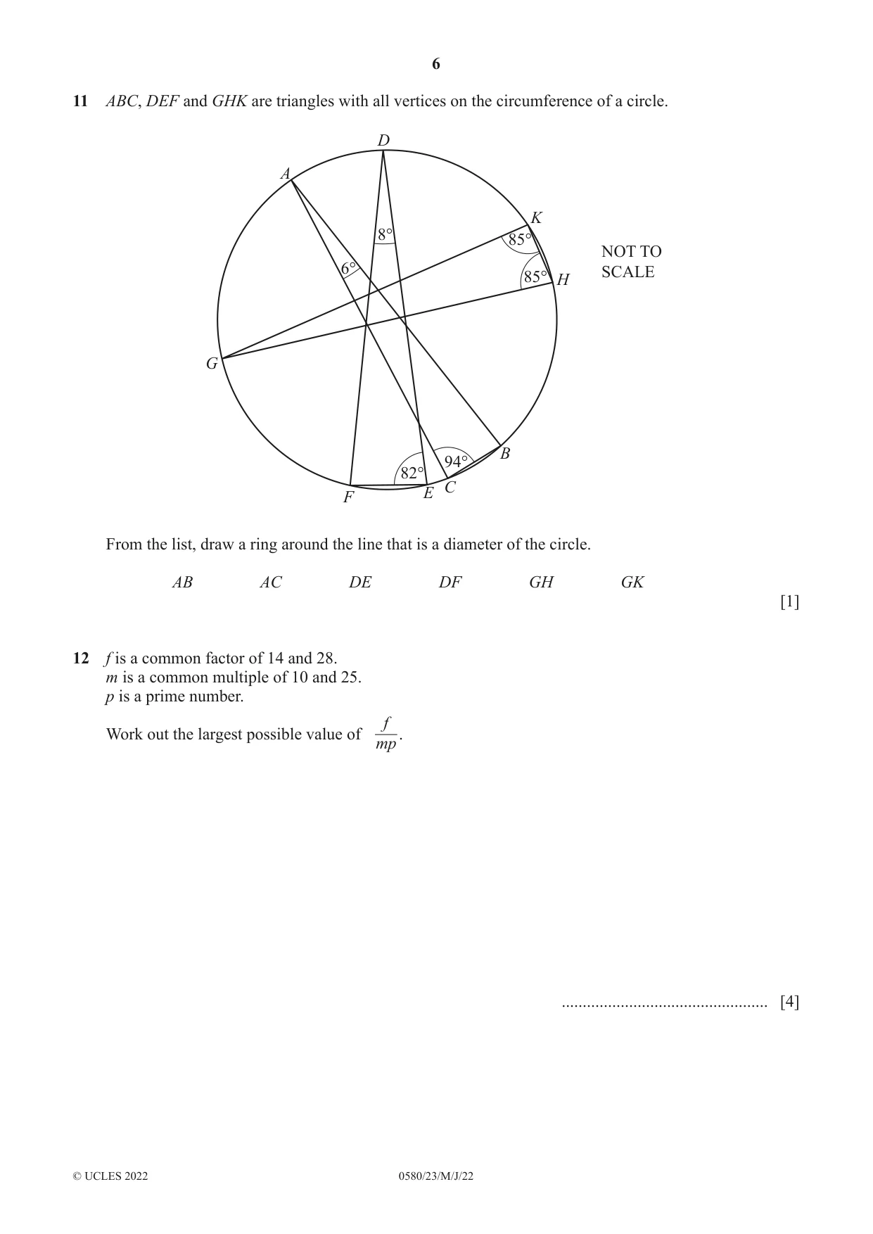 Cambridge IGCSE Mathematics 0580 2022 May/June Paper 2 · Variant 3 question paper, page 6 of 16