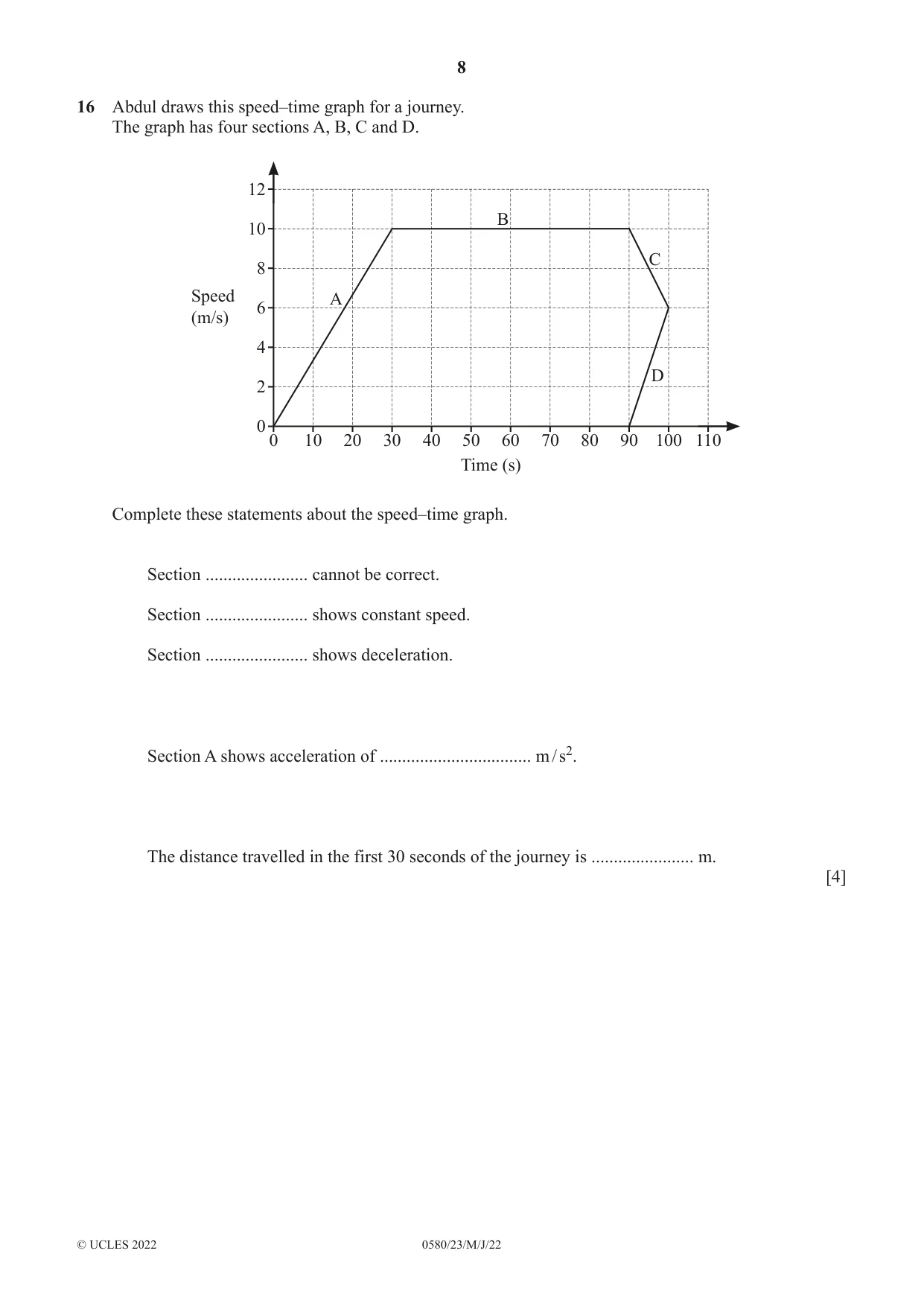 Cambridge IGCSE Mathematics 0580 2022 May/June Paper 2 · Variant 3 question paper, page 8 of 16