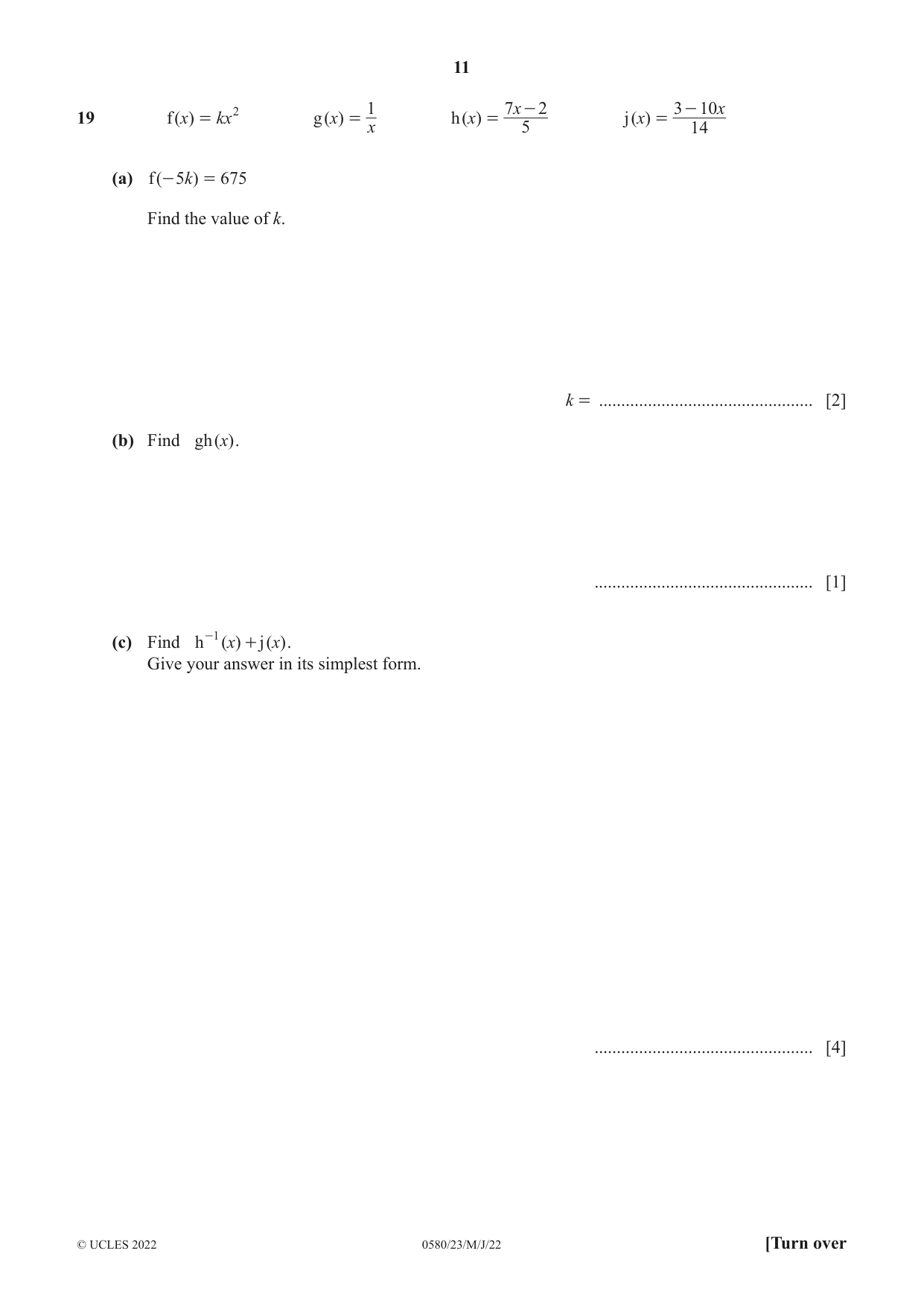 Cambridge IGCSE Mathematics 0580 2022 May/June Paper 2 · Variant 3 question paper, page 11 of 16
