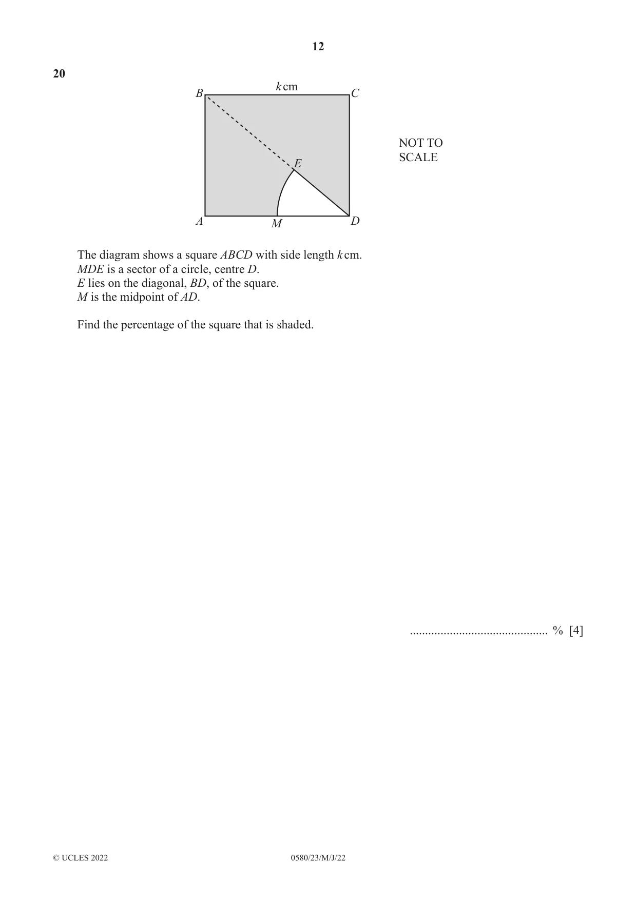 Cambridge IGCSE Mathematics 0580 2022 May/June Paper 2 · Variant 3 question paper, page 12 of 16