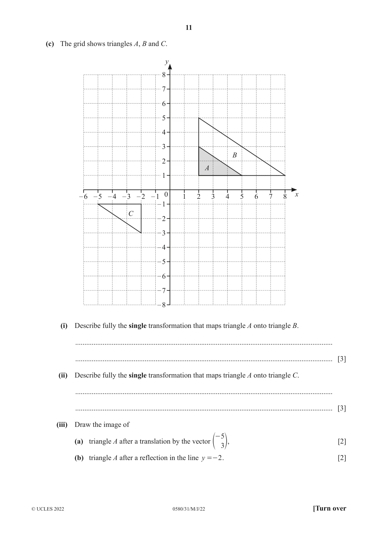 Cambridge IGCSE Mathematics 0580 2022 May/June Paper 3 · Variant 1 question paper, page 11 of 20