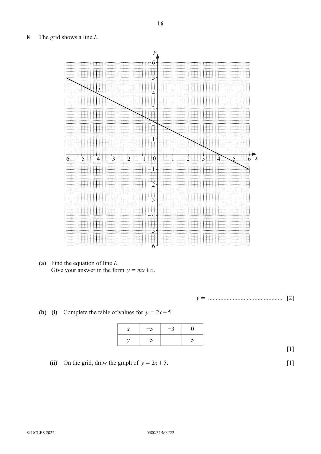 Cambridge IGCSE Mathematics 0580 2022 May/June Paper 3 · Variant 1 question paper, page 16 of 20