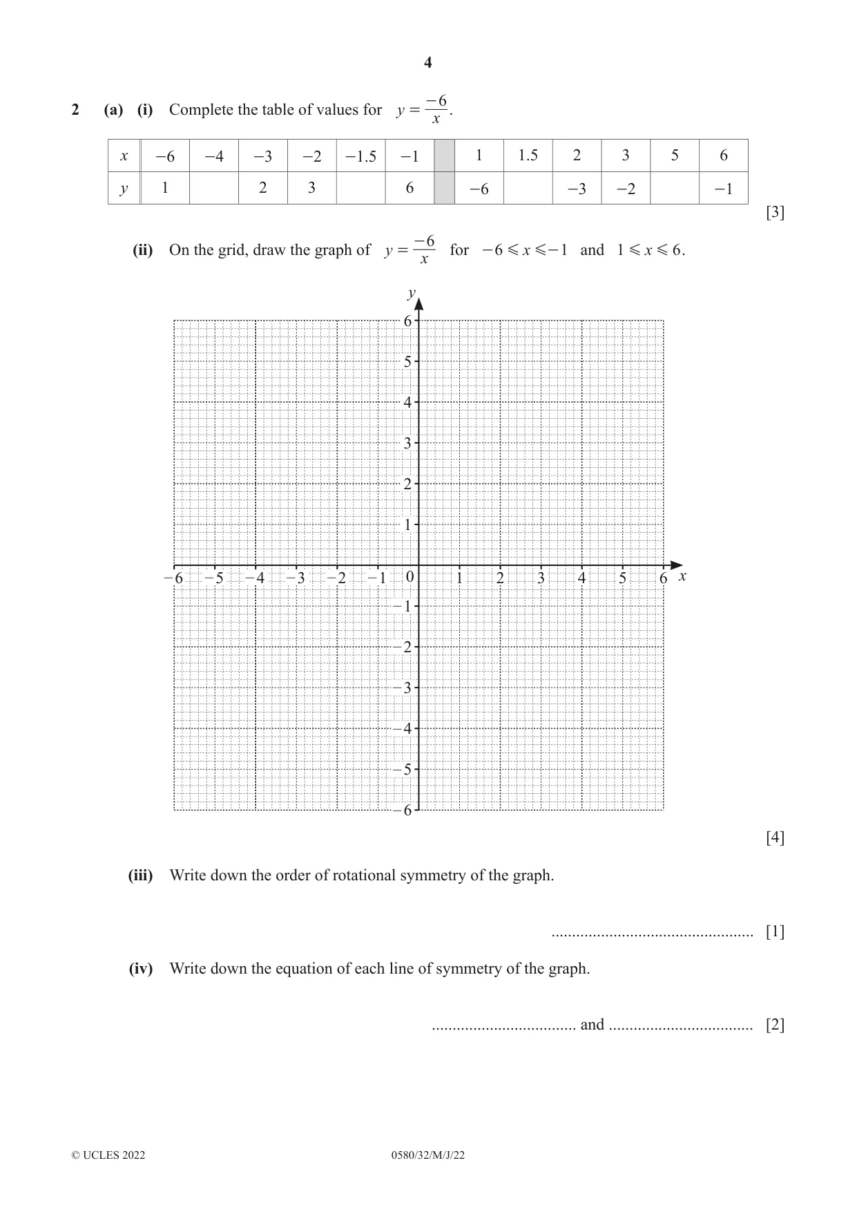 Cambridge IGCSE Mathematics 0580 2022 May/June Paper 3 · Variant 2 question paper, page 4 of 20