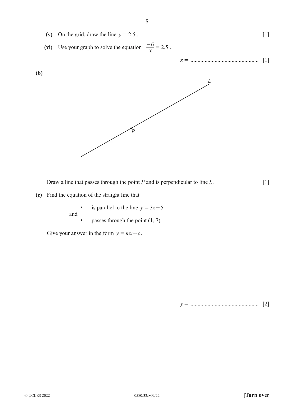 Cambridge IGCSE Mathematics 0580 2022 May/June Paper 3 · Variant 2 question paper, page 5 of 20