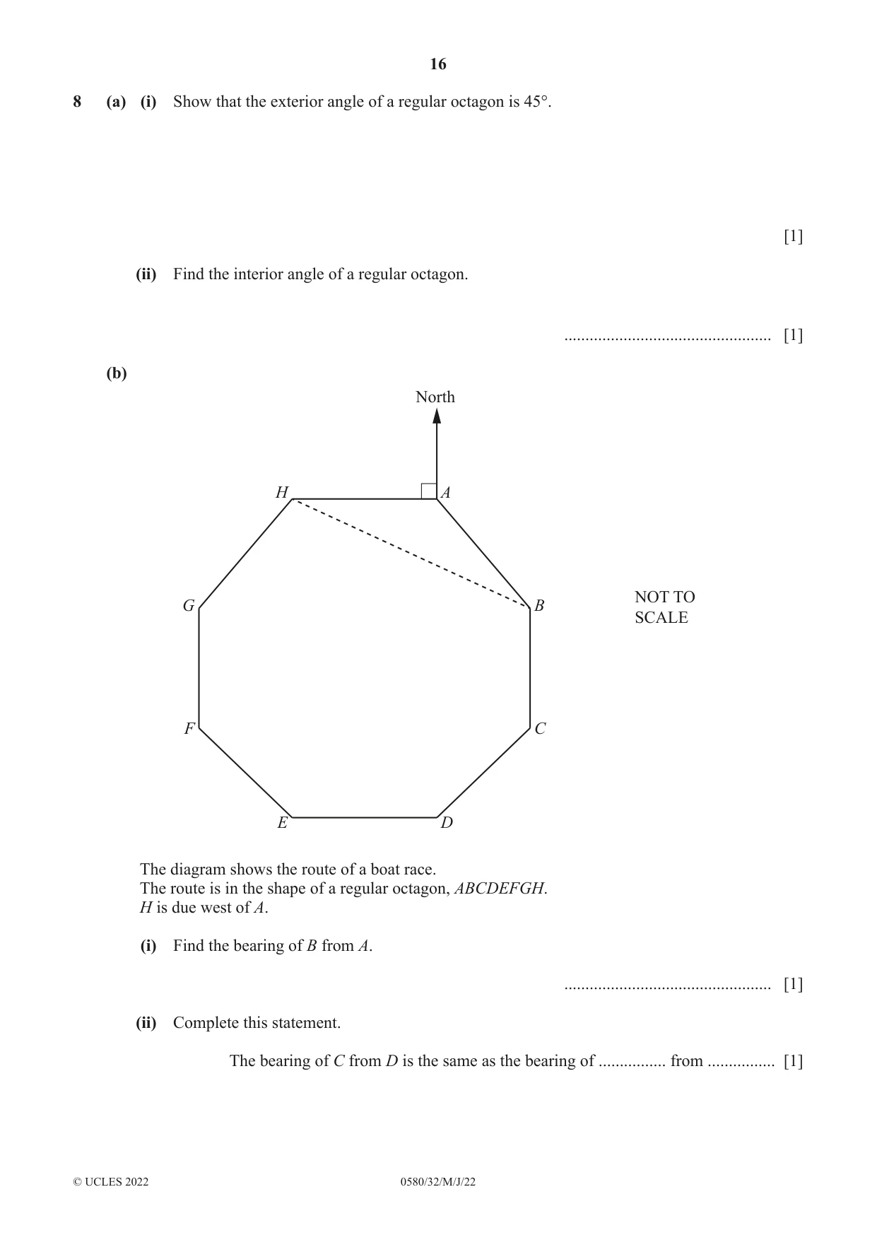 Cambridge IGCSE Mathematics 0580 2022 May/June Paper 3 · Variant 2 question paper, page 16 of 20