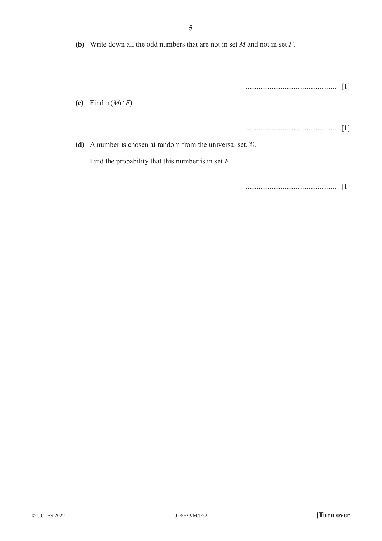 Cambridge IGCSE Mathematics 0580 2022 May/June Paper 3 · Variant 3 question paper, page 5 of 20