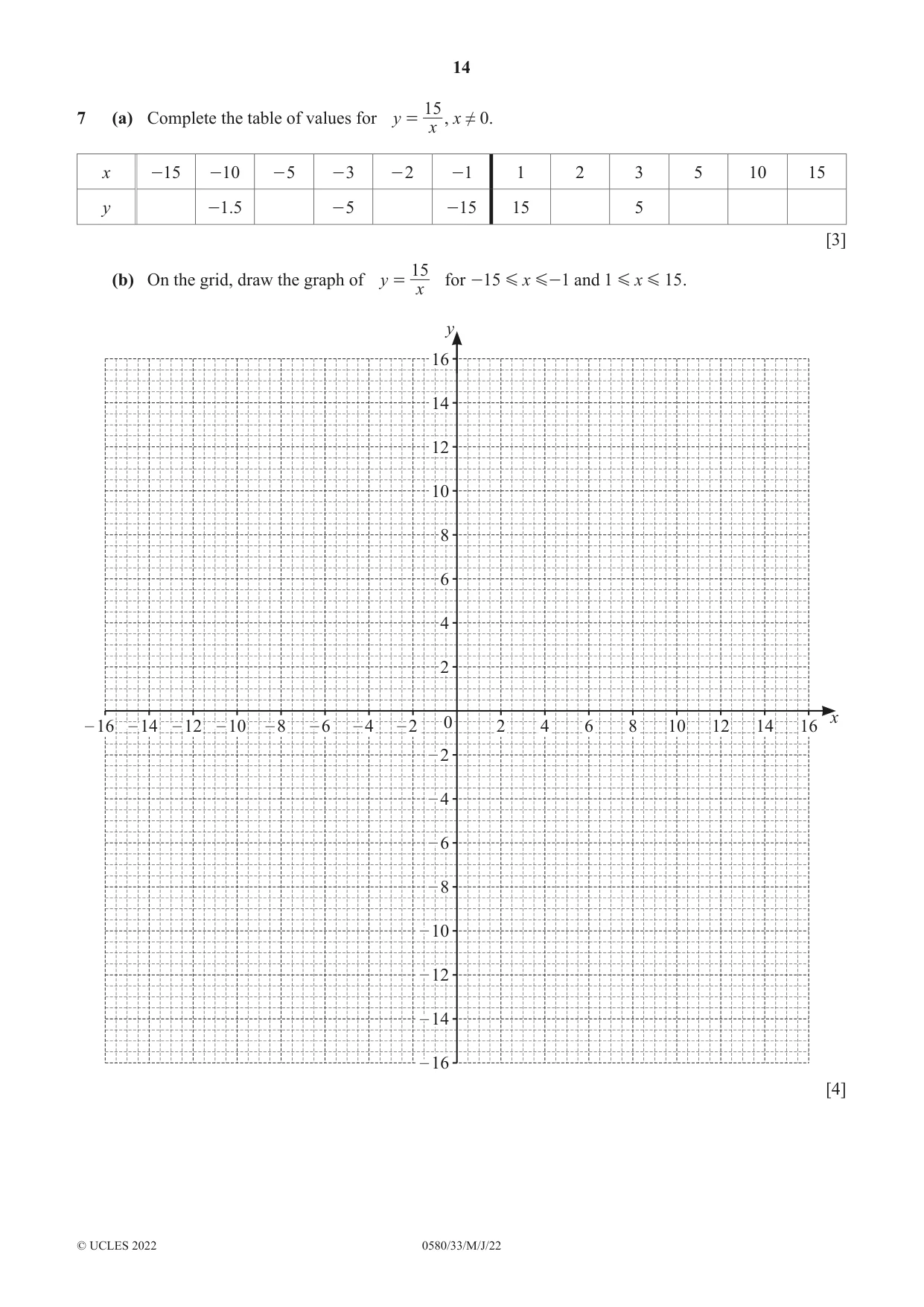 Cambridge IGCSE Mathematics 0580 2022 May/June Paper 3 · Variant 3 question paper, page 14 of 20