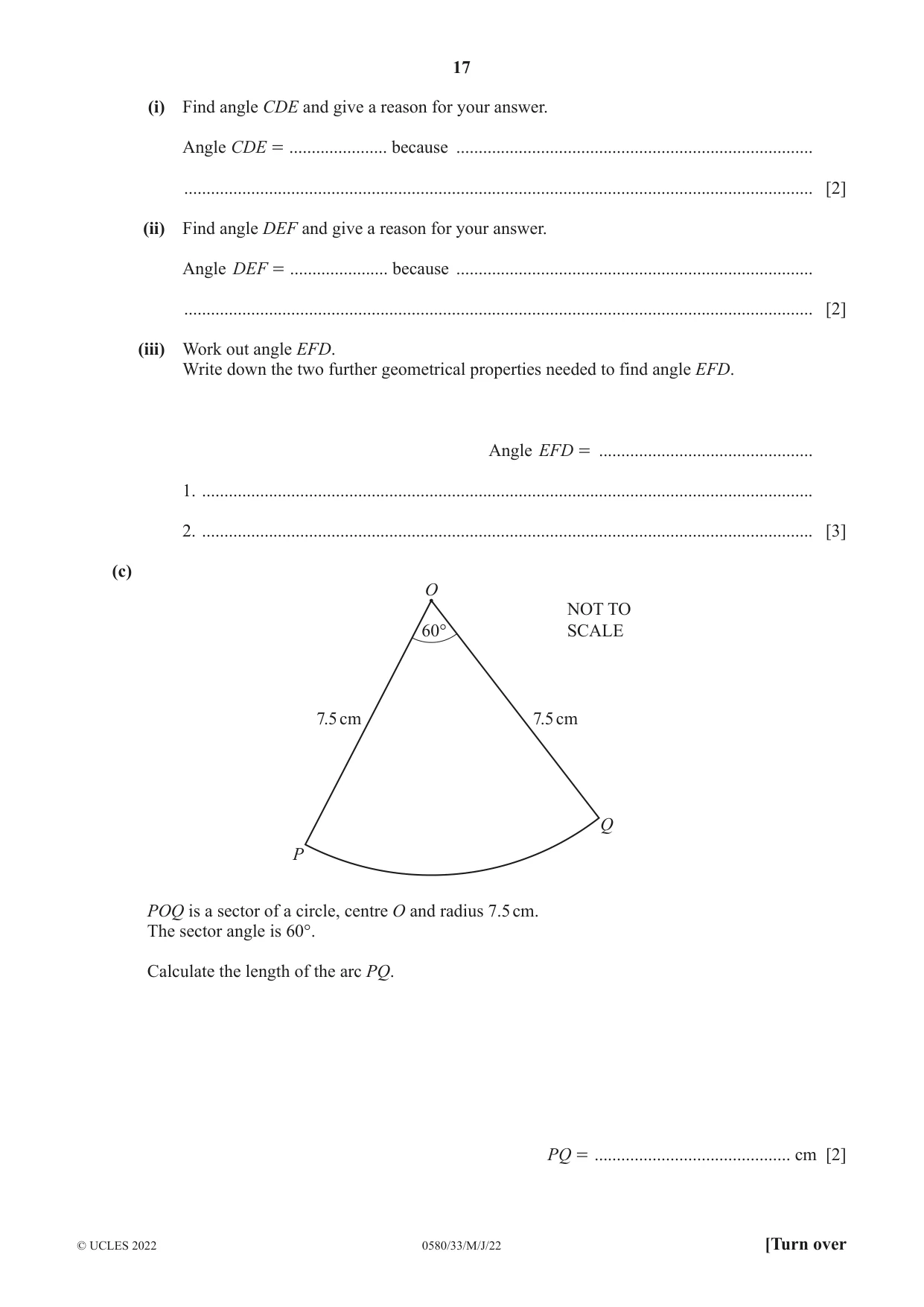 Cambridge IGCSE Mathematics 0580 2022 May/June Paper 3 · Variant 3 question paper, page 17 of 20