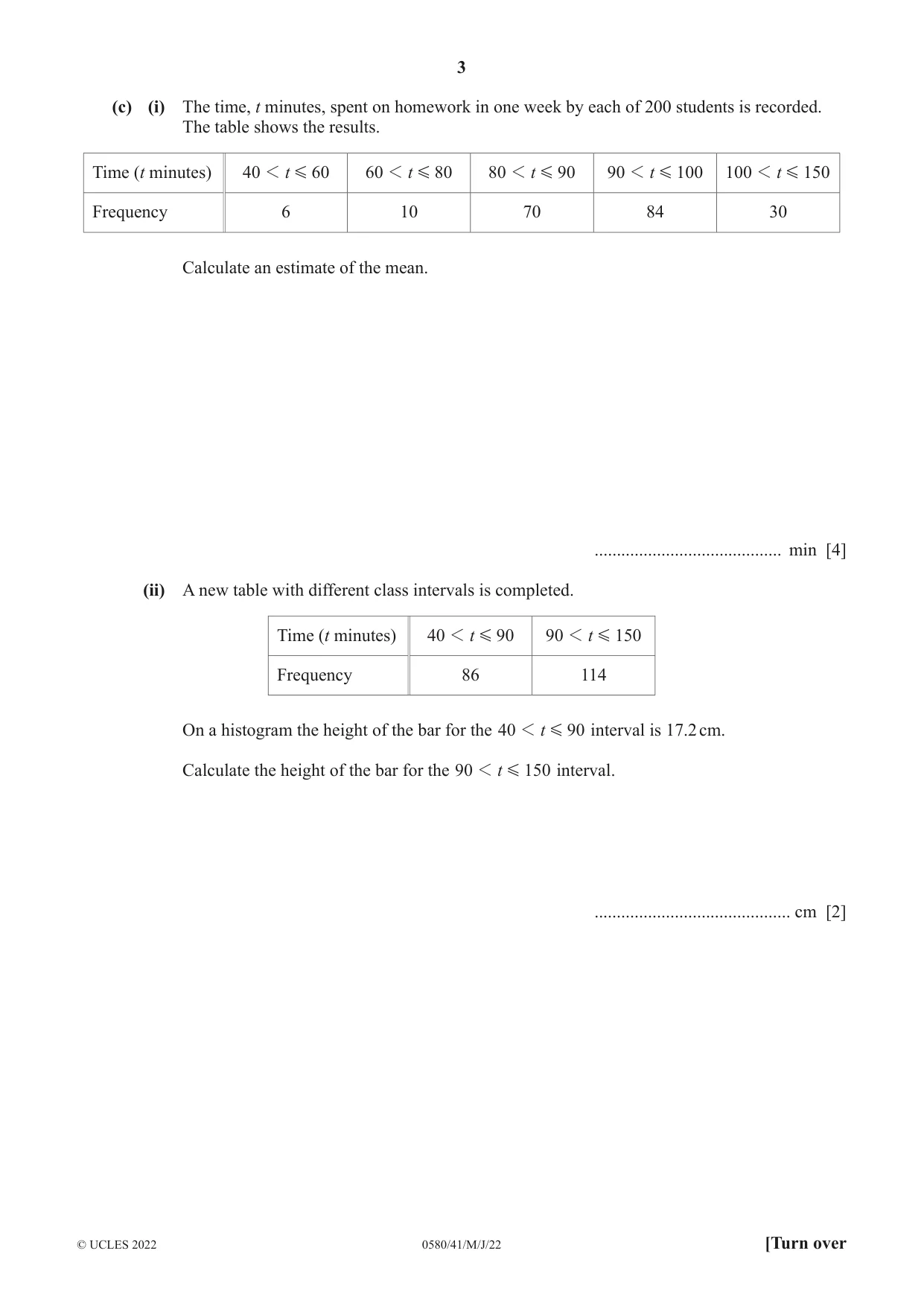 Cambridge IGCSE Mathematics 0580 2022 May/June Paper 4 · Variant 1 question paper, page 3 of 20