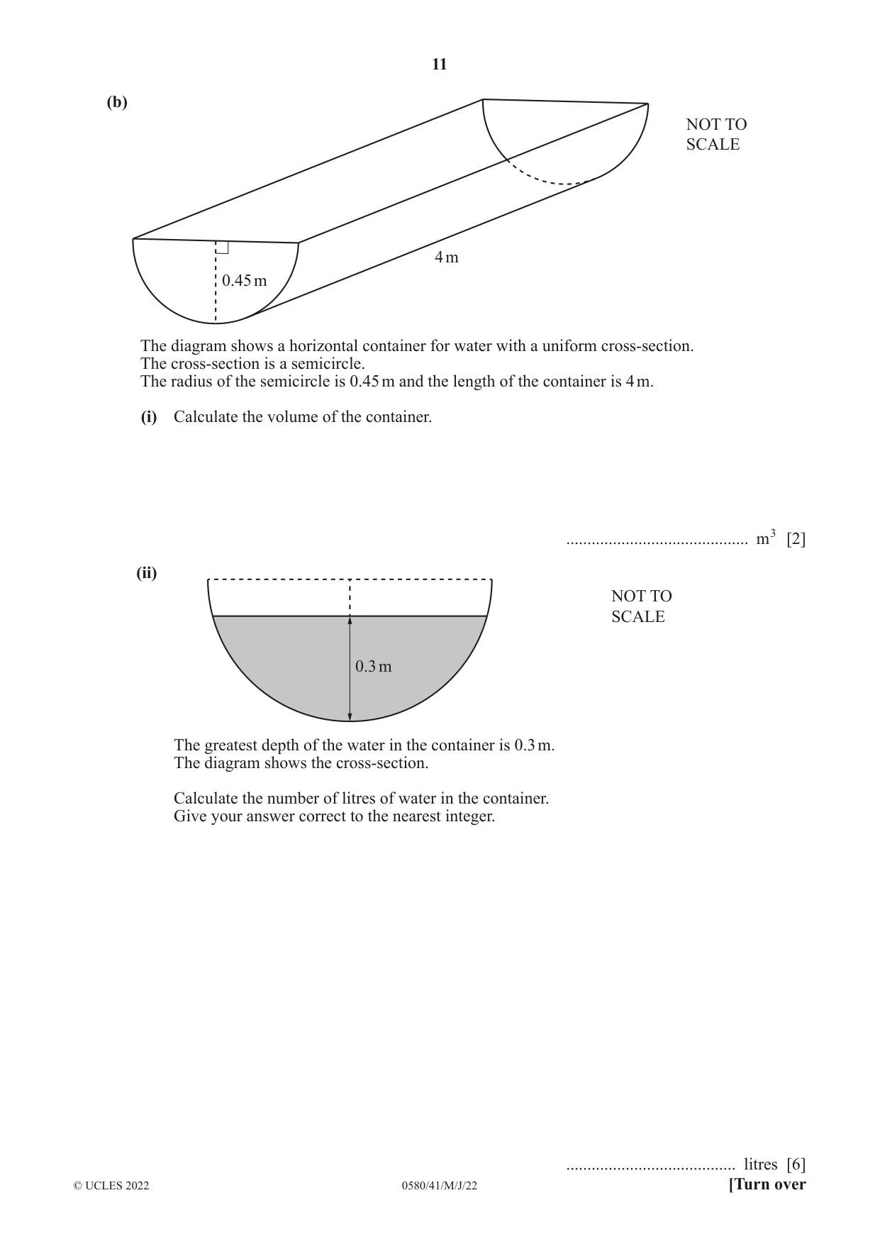 Cambridge IGCSE Mathematics 0580 2022 May/June Paper 4 · Variant 1 question paper, page 11 of 20