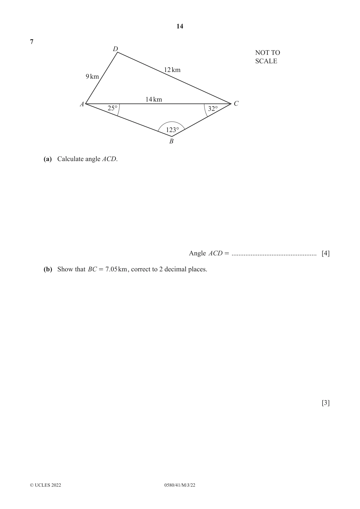 Cambridge IGCSE Mathematics 0580 2022 May/June Paper 4 · Variant 1 question paper, page 14 of 20