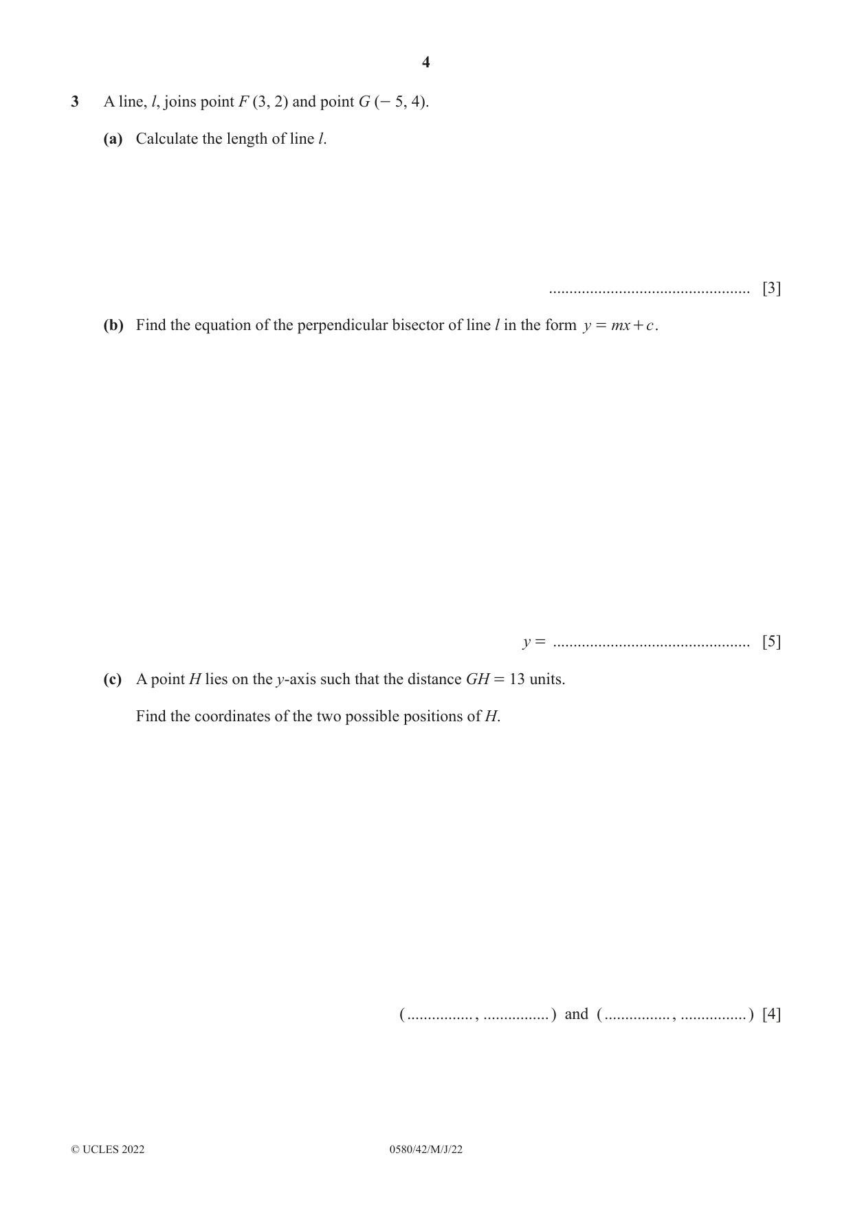 Cambridge IGCSE Mathematics 0580 2022 May/June Paper 4 · Variant 2 question paper, page 4 of 20