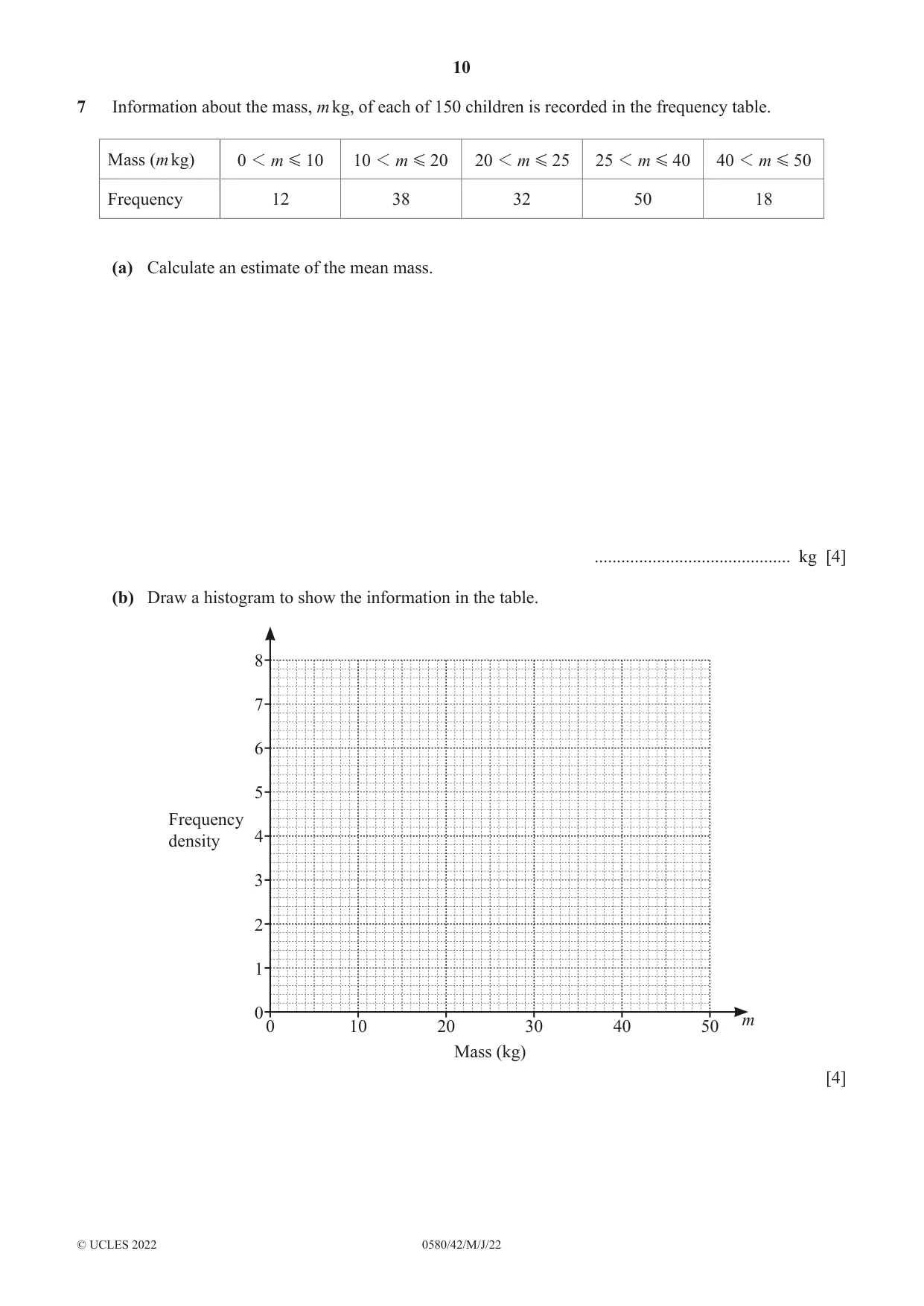 Cambridge IGCSE Mathematics 0580 2022 May/June Paper 4 · Variant 2 question paper, page 10 of 20