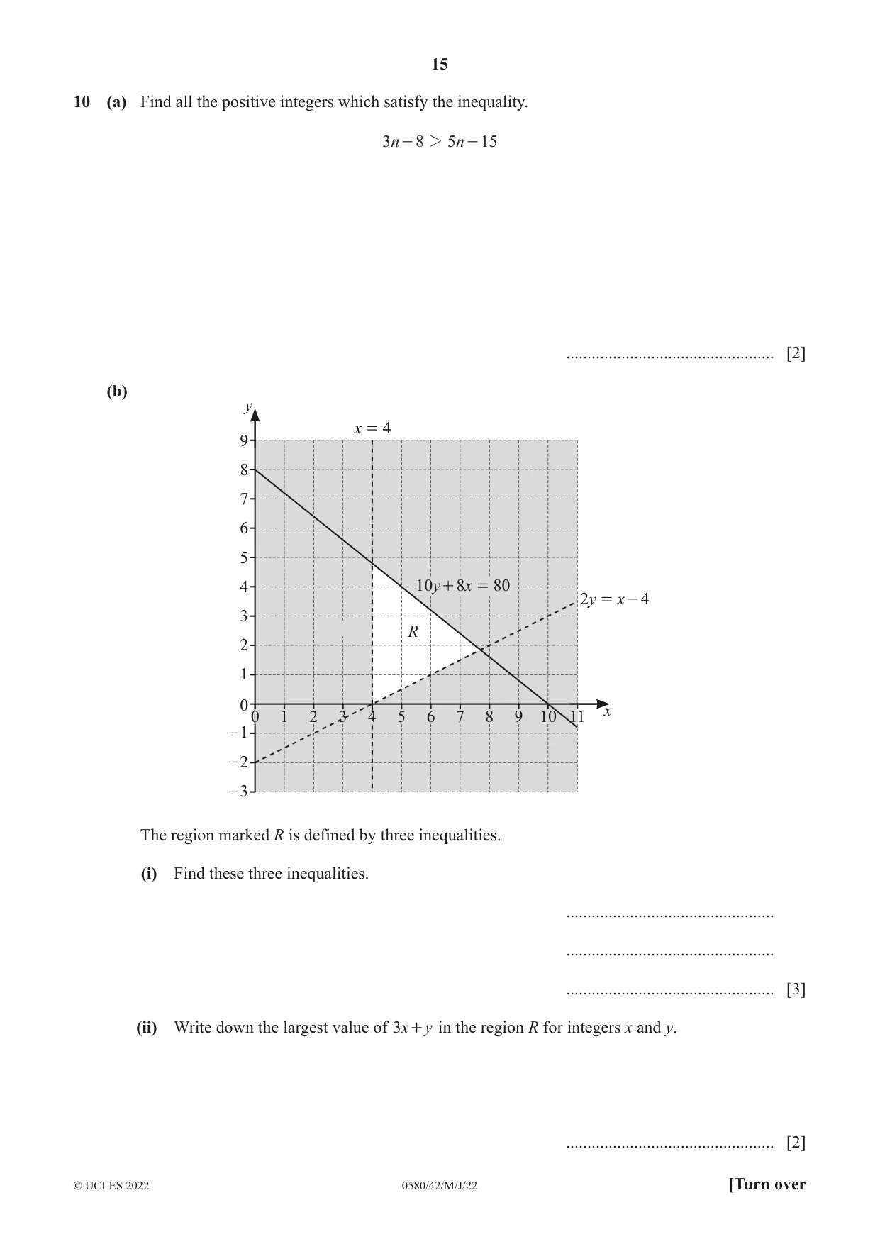 Cambridge IGCSE Mathematics 0580 2022 May/June Paper 4 · Variant 2 question paper, page 15 of 20