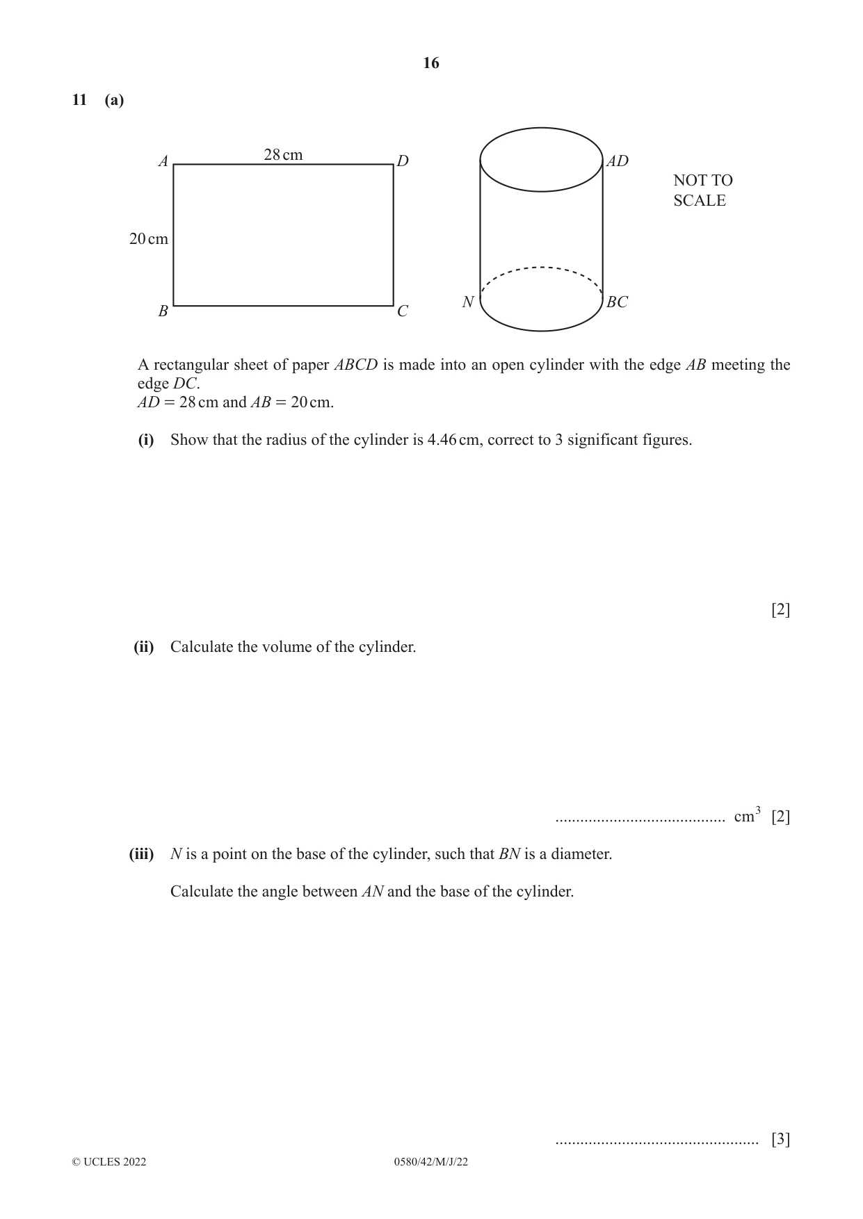 Cambridge IGCSE Mathematics 0580 2022 May/June Paper 4 · Variant 2 question paper, page 16 of 20
