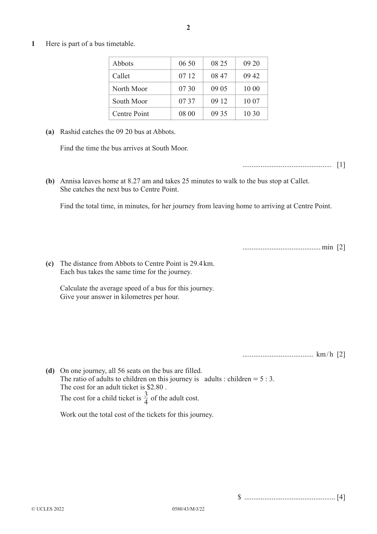 Cambridge IGCSE Mathematics 0580 2022 May/June Paper 4 · Variant 3 question paper, page 2 of 20