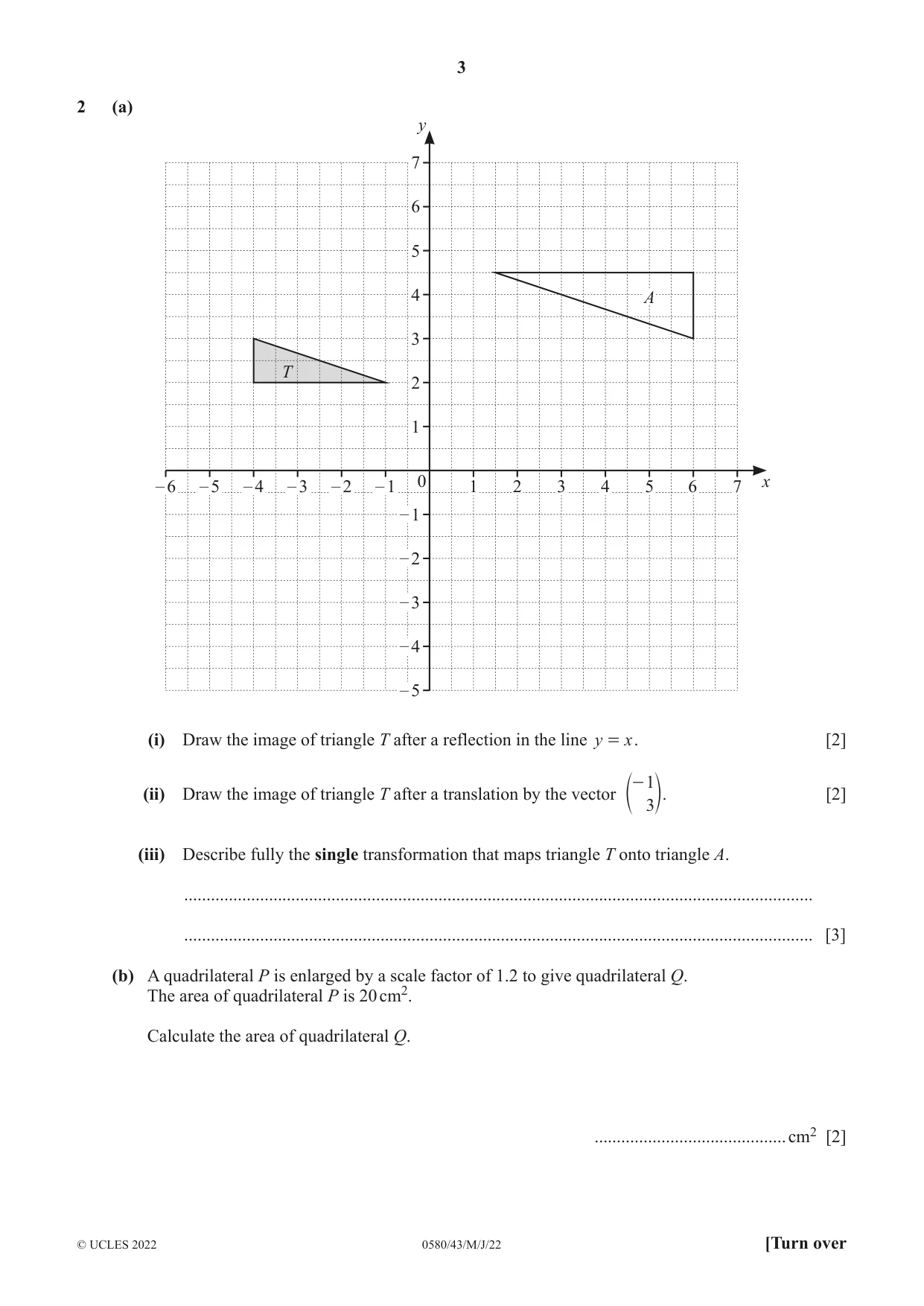 Cambridge IGCSE Mathematics 0580 2022 May/June Paper 4 · Variant 3 question paper, page 3 of 20