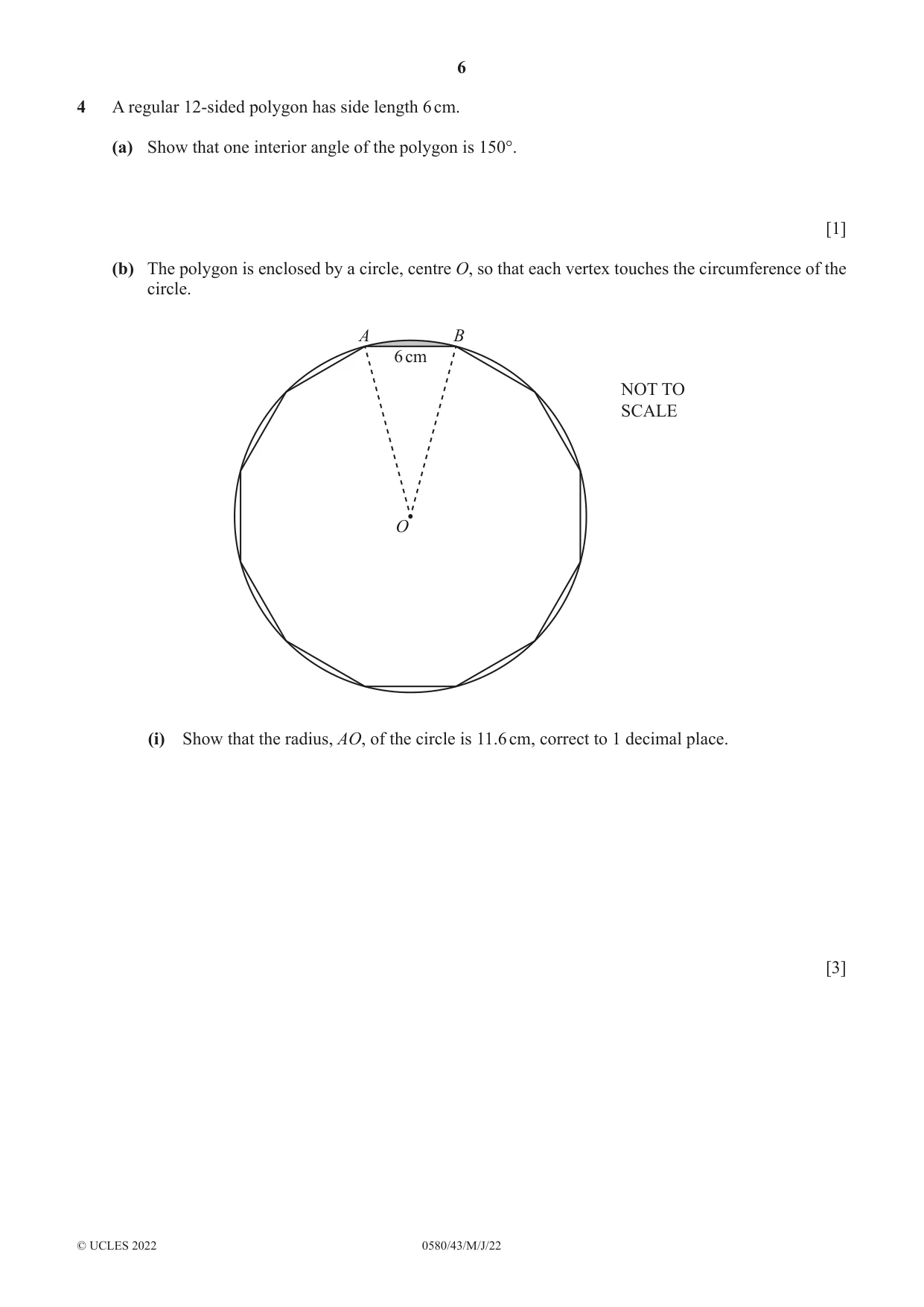 Cambridge IGCSE Mathematics 0580 2022 May/June Paper 4 · Variant 3 question paper, page 6 of 20