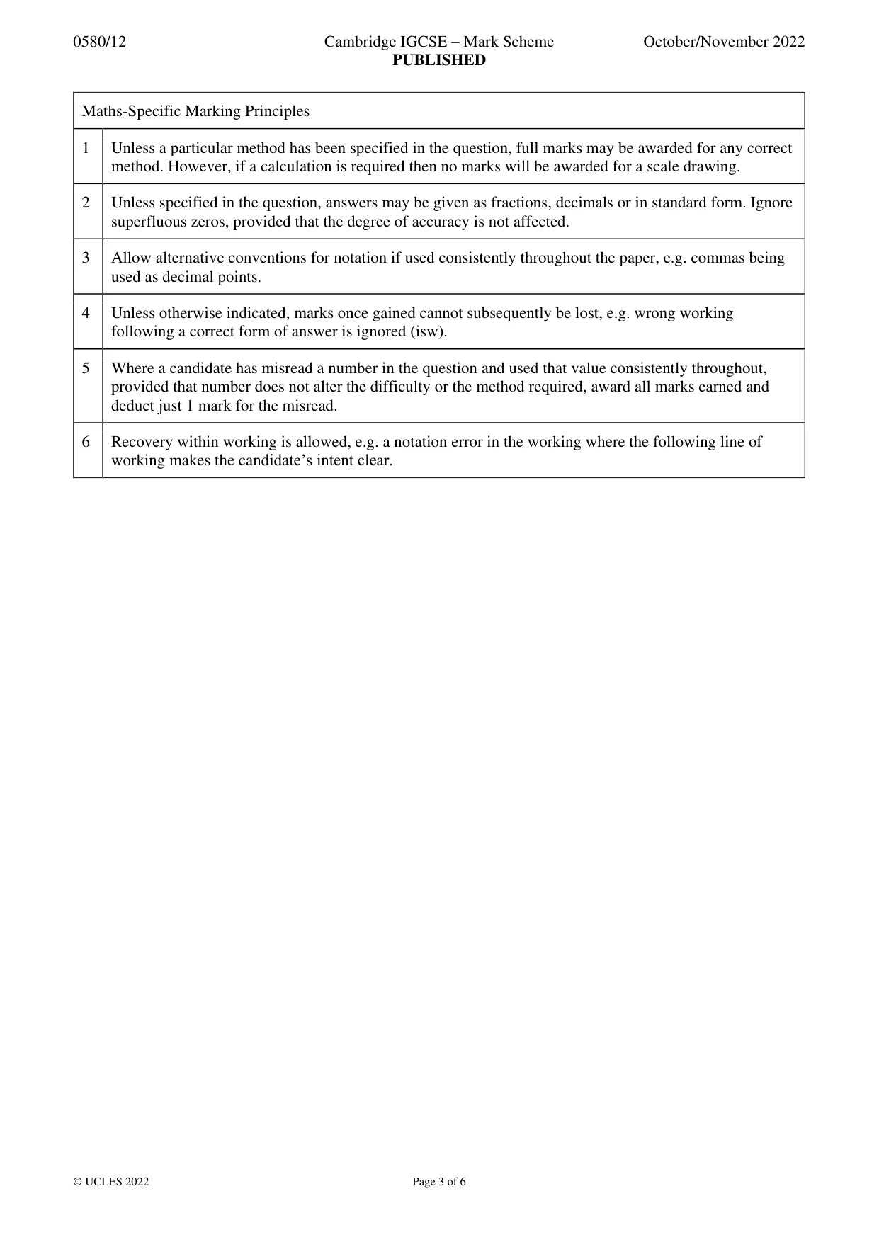 Mark scheme, page 3 of 6