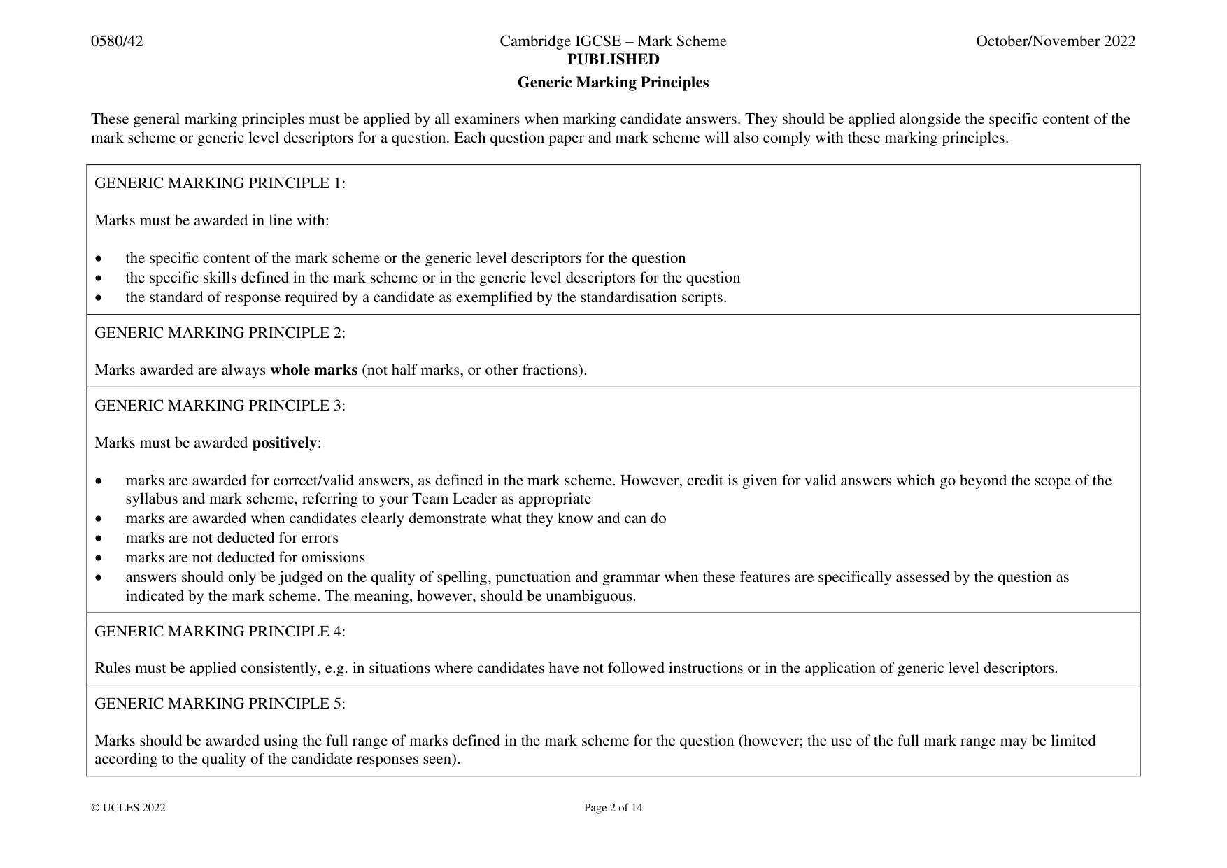 Mark scheme, page 2 of 14