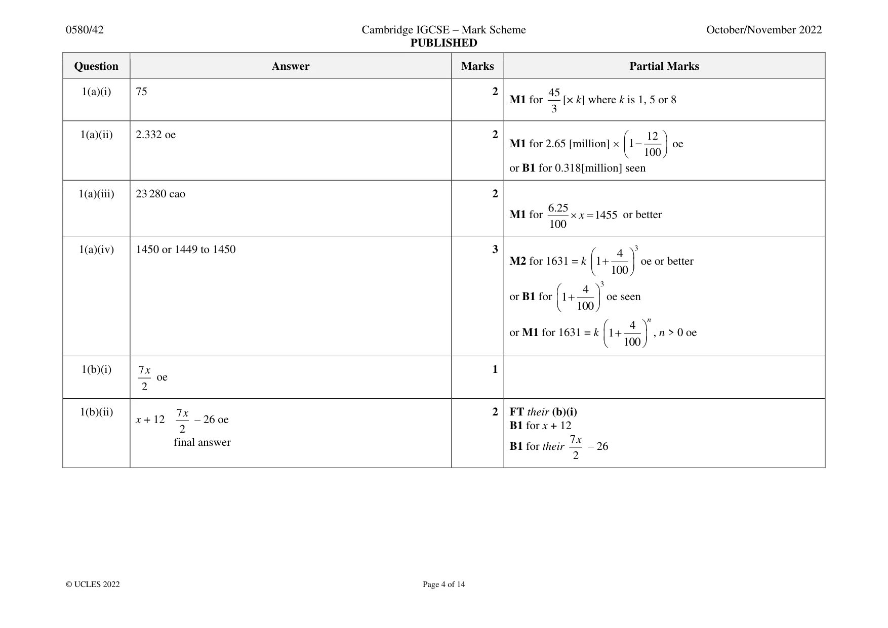 Mark scheme, page 4 of 14