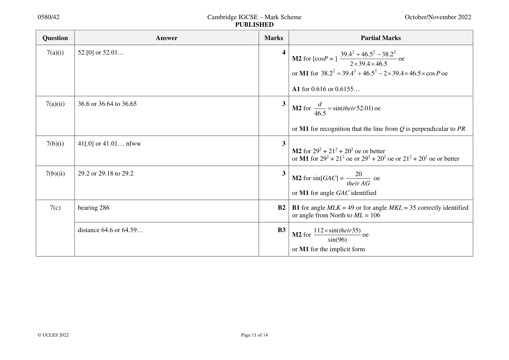 Mark scheme, page 11 of 14