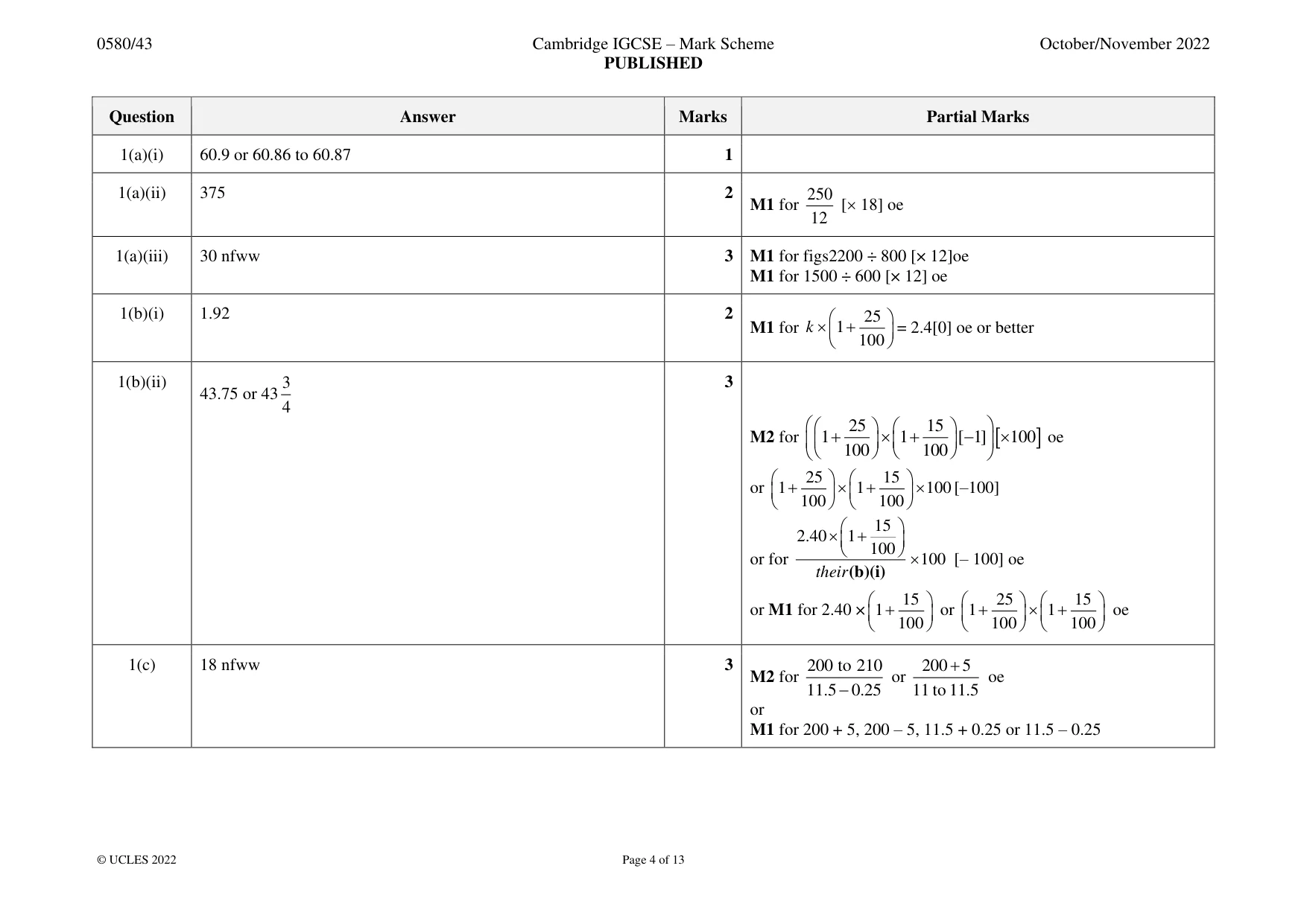 Mark scheme, page 4 of 13