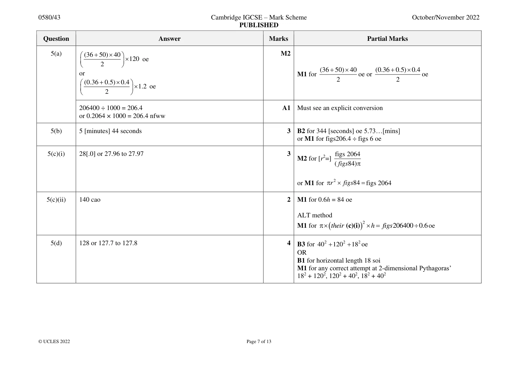Mark scheme, page 7 of 13