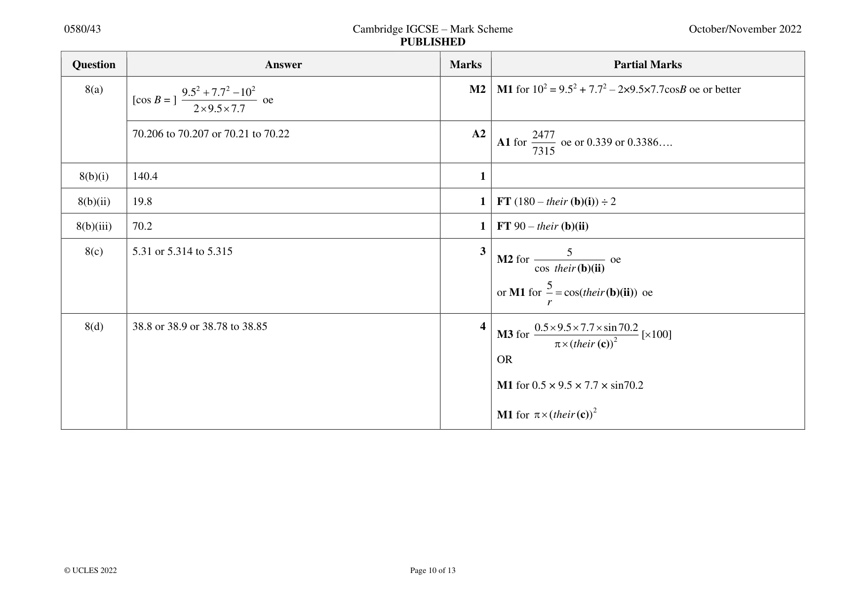 Mark scheme, page 10 of 13