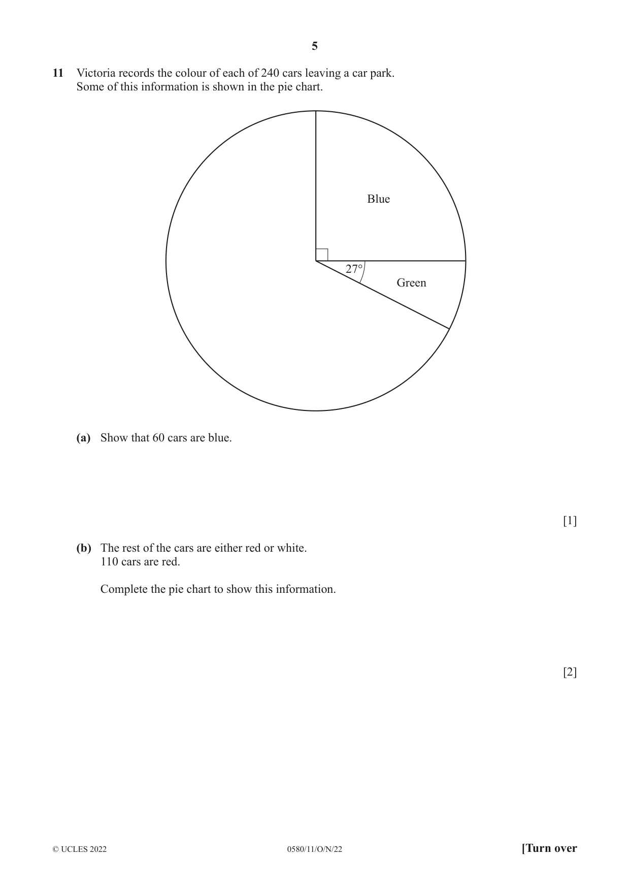 Cambridge IGCSE Mathematics 0580 2022 Oct/Nov Paper 1 · Variant 1 question paper, page 5 of 12