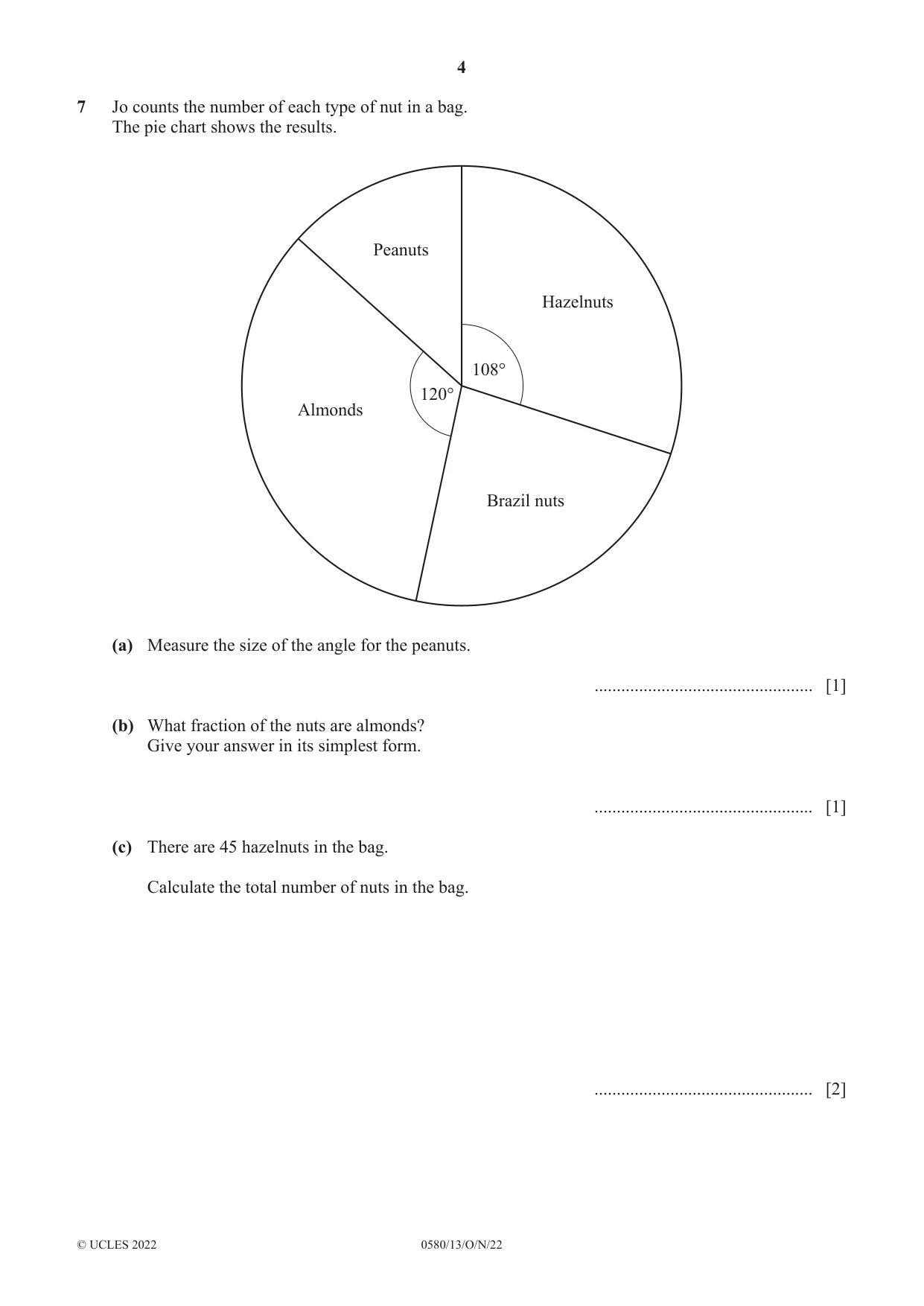 Cambridge IGCSE Mathematics 0580 2022 Oct/Nov Paper 1 · Variant 3 question paper, page 4 of 12