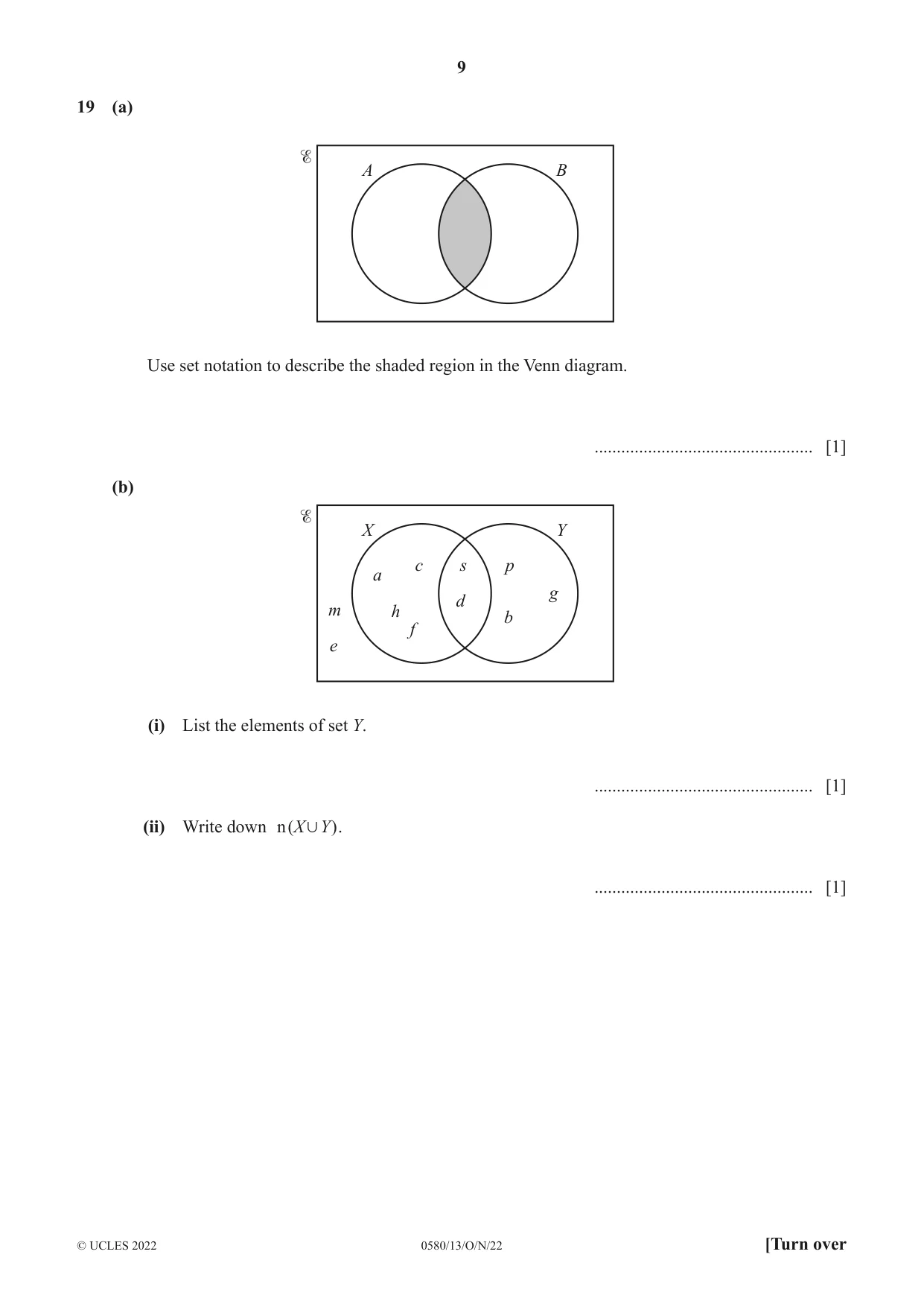 Cambridge IGCSE Mathematics 0580 2022 Oct/Nov Paper 1 · Variant 3 question paper, page 9 of 12